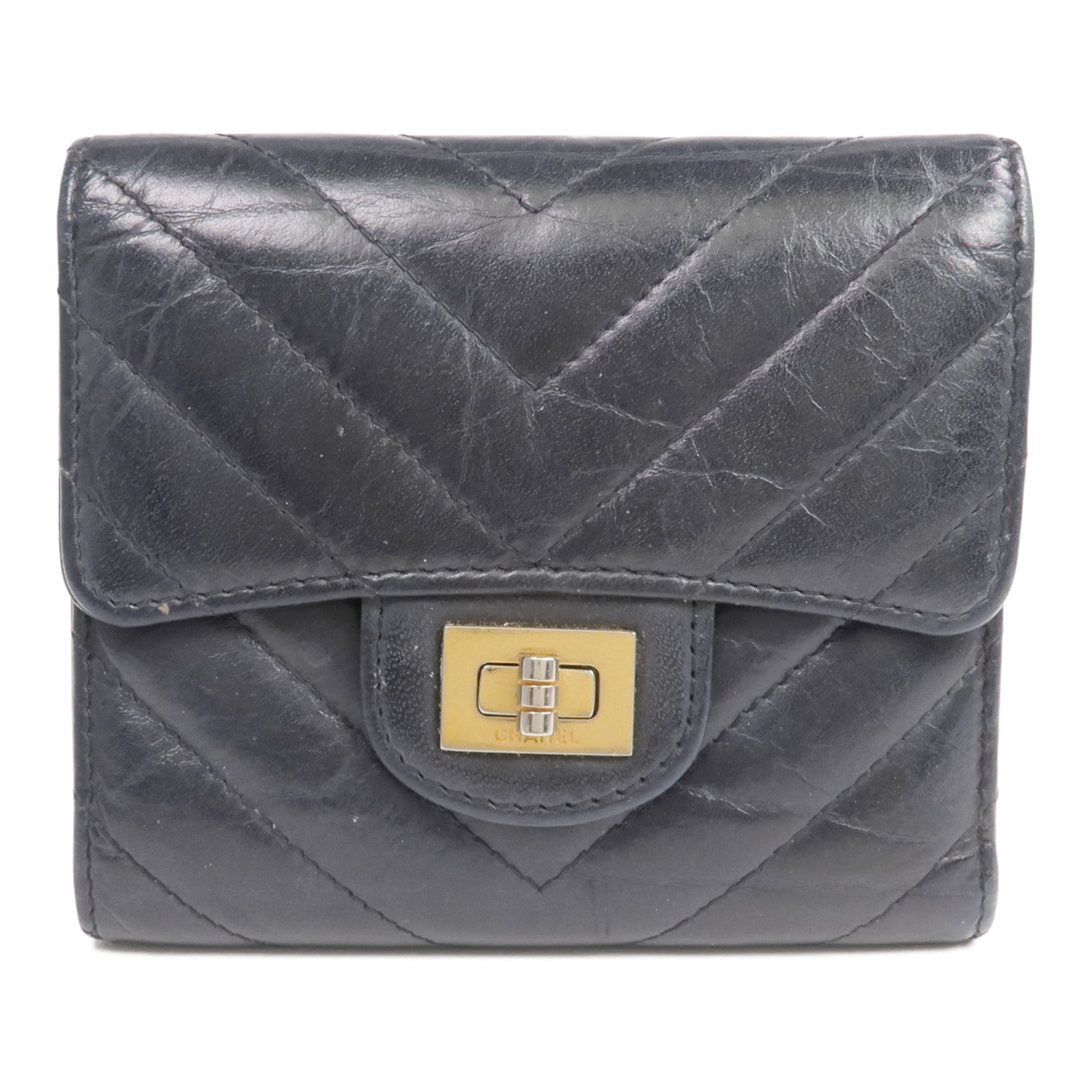 CHANEL 牛皮皮革2.55 Wallet金扣錢包