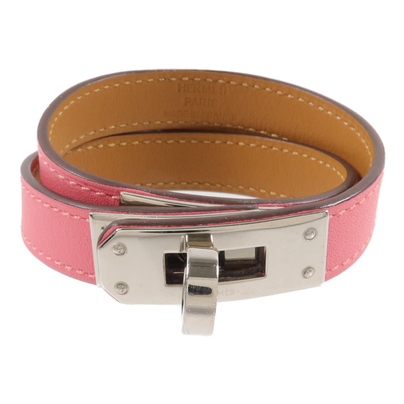 HERMES 【激減優惠】Swift皮革Mini Kelly Double Tour Bracelet手帶Rose Azalee