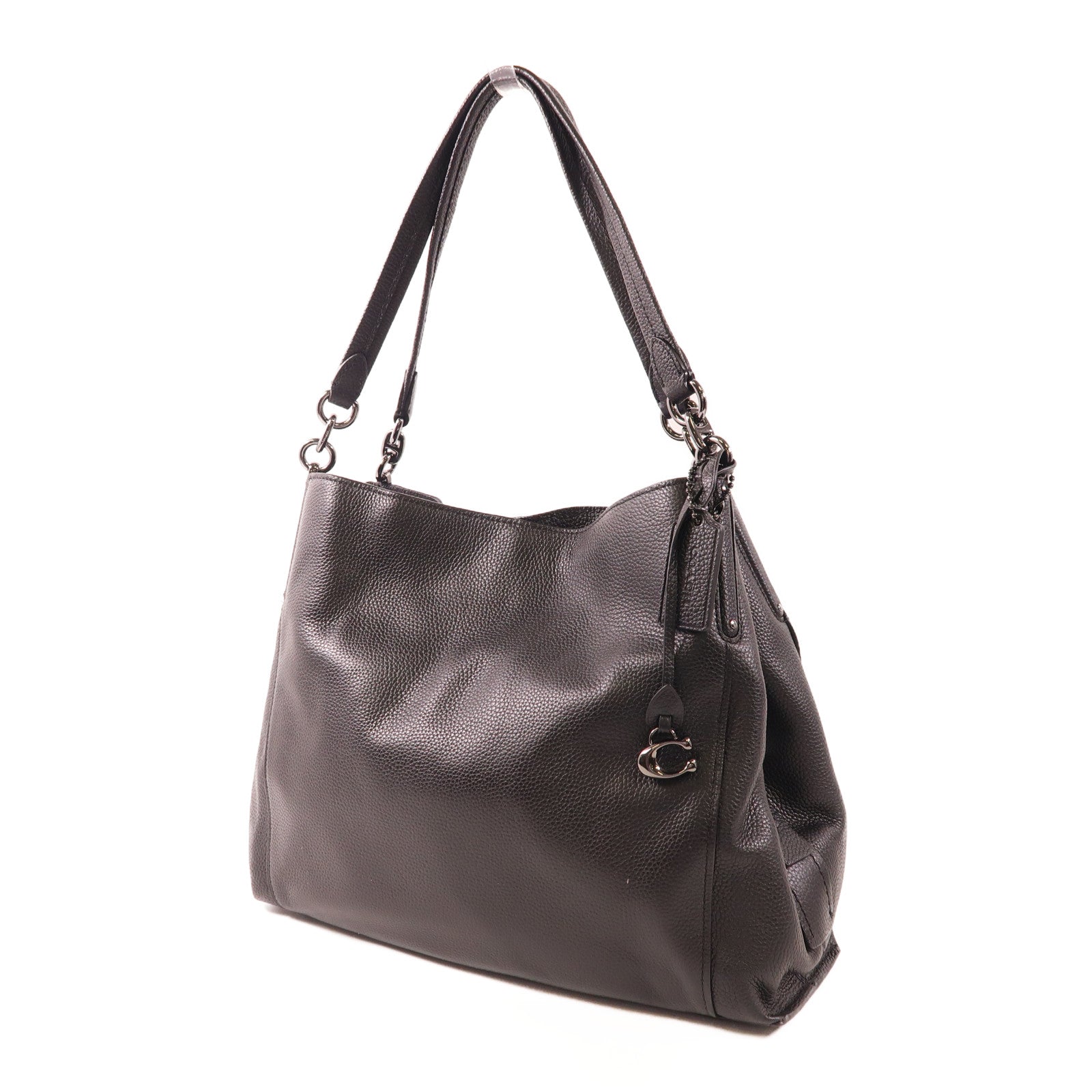 COACH 牛皮皮革Shoulder Bag銀扣肩背袋