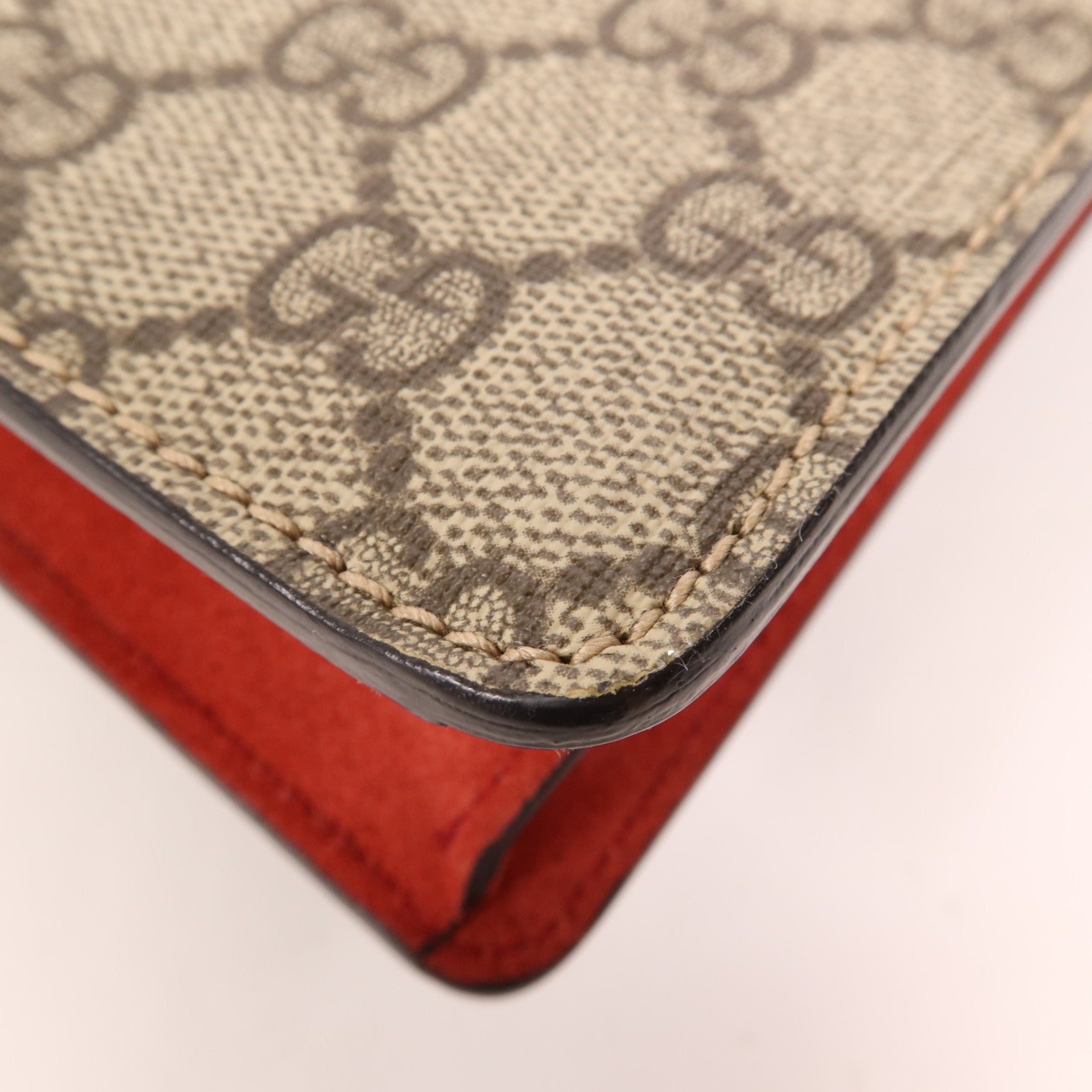 GUCCI 塗層帆布Dionysus銀扣鏈帶肩背袋