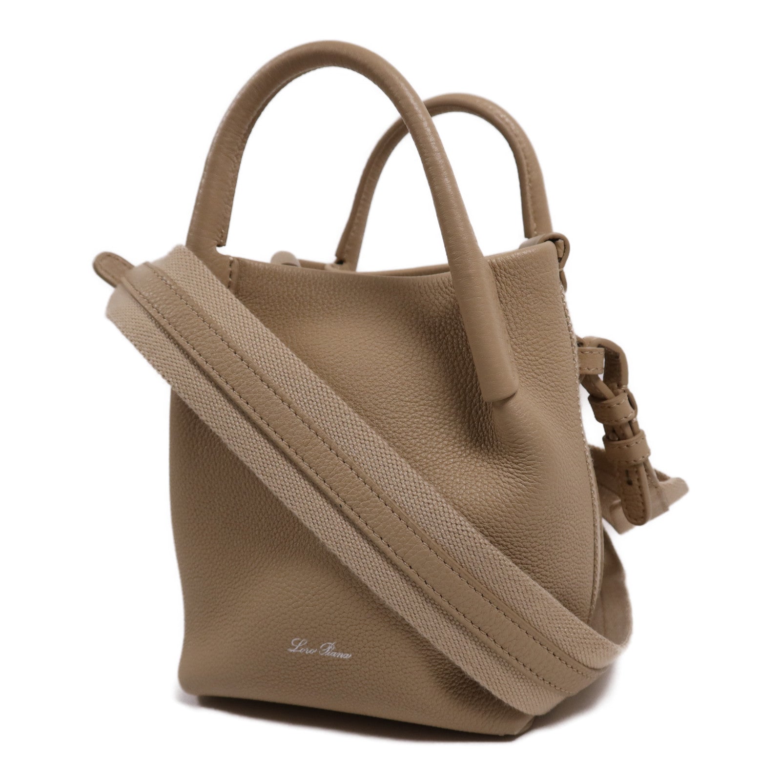 Loro Piana 牛皮皮革Micro Bale銀扣肩背袋