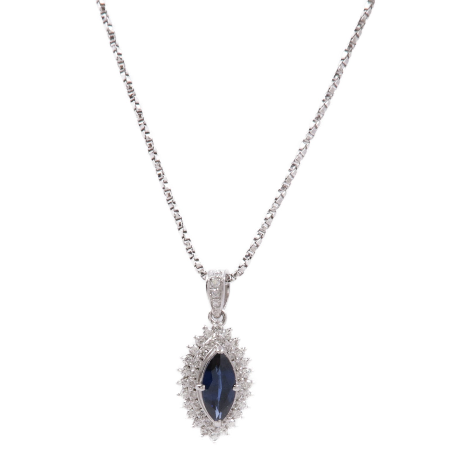 JEWELRY【激減優惠】 PT900/PT850鉑金Sapphire Diamond Necklace藍寶石/鑽石項鍊