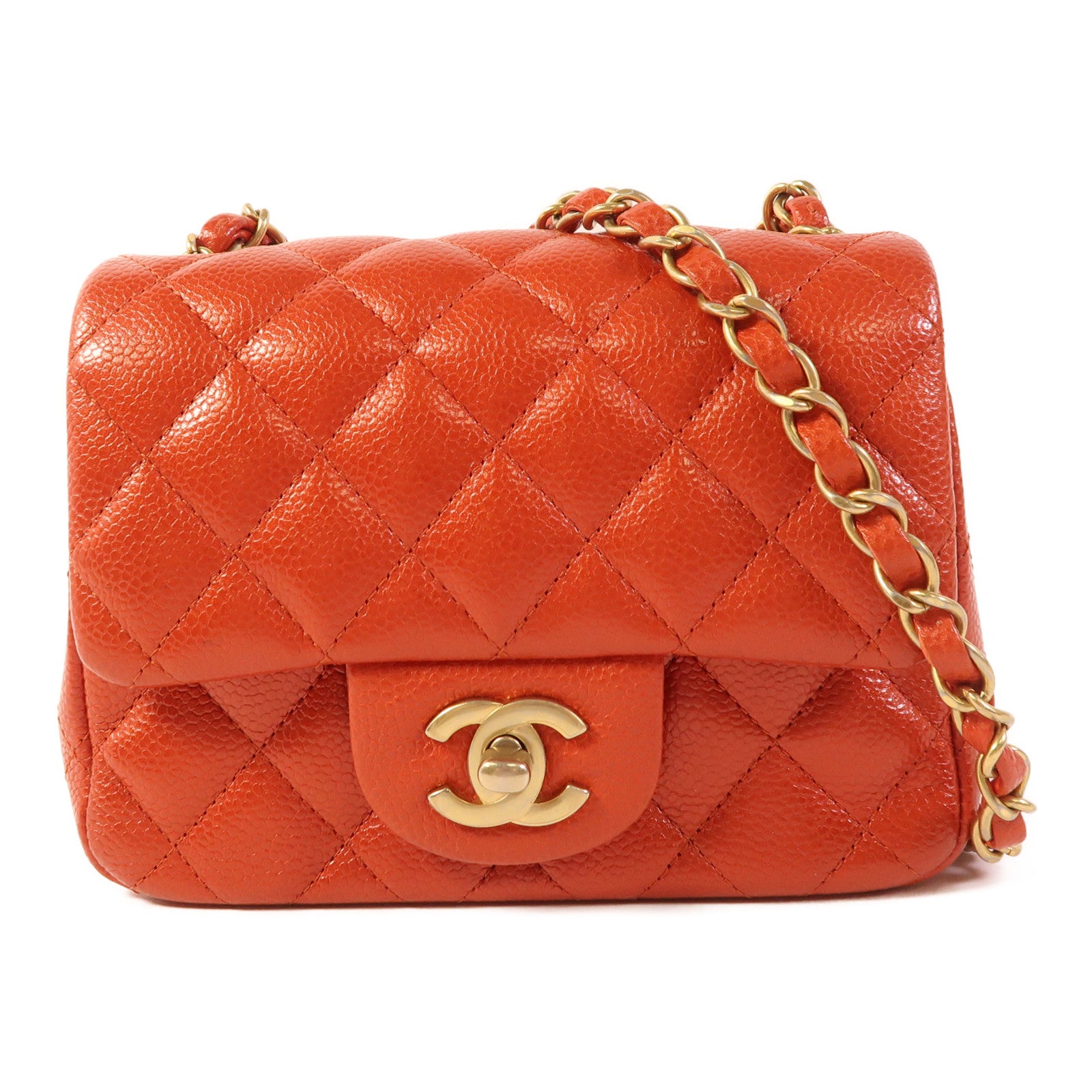 CHANEL 牛皮皮革Mini Classic 17金扣鏈帶肩背袋