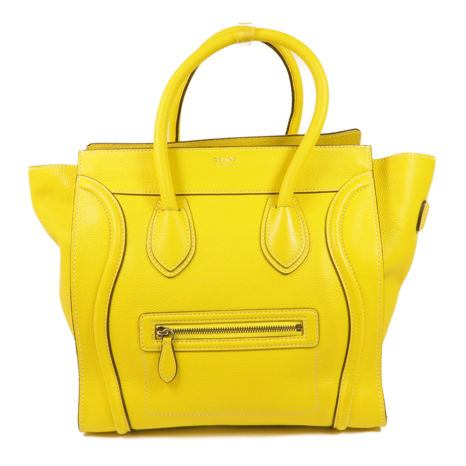 CELINE 牛皮皮革Mini Luggage銀扣手挽袋