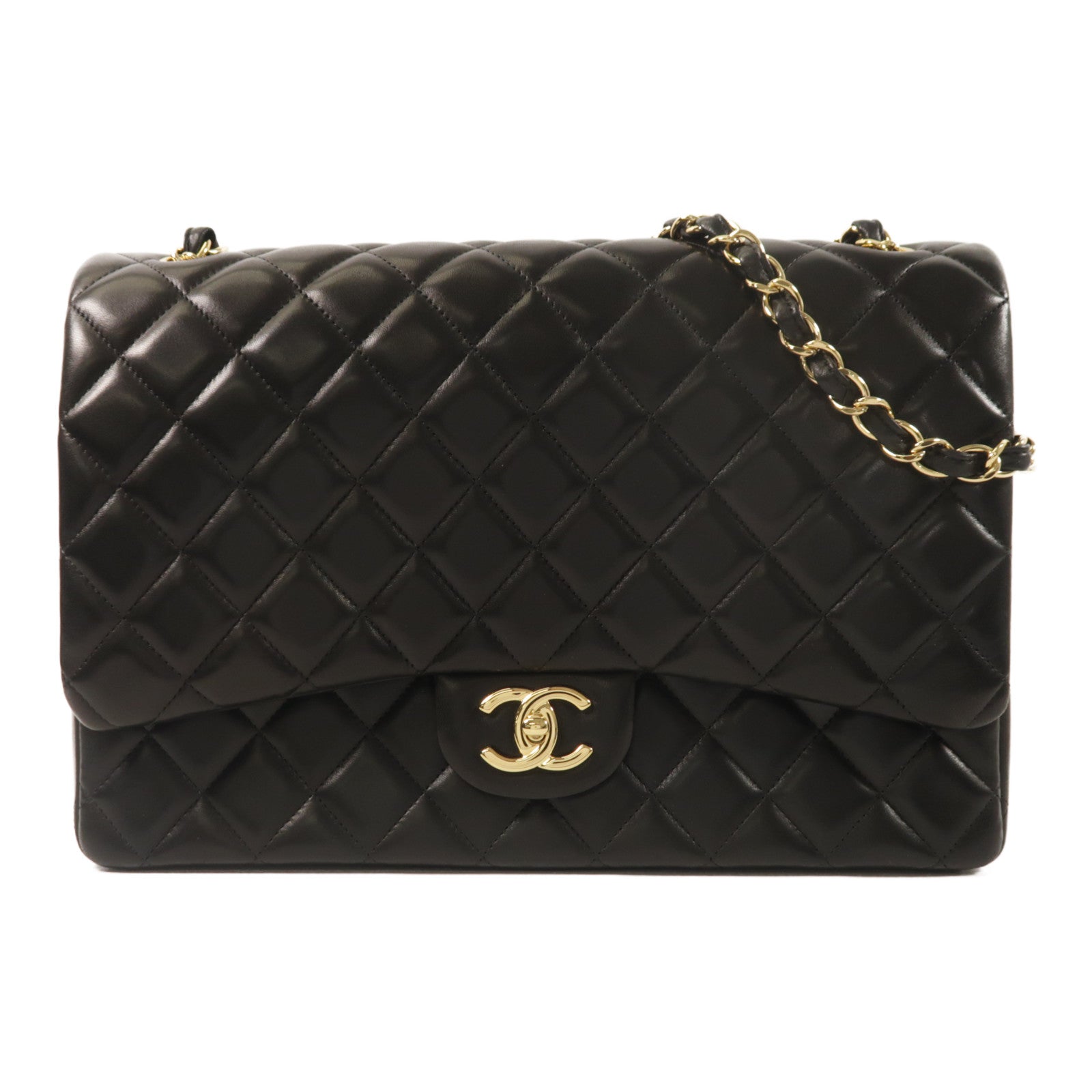 CHANEL 羊皮皮革Maxi Classic鏈帶肩背袋