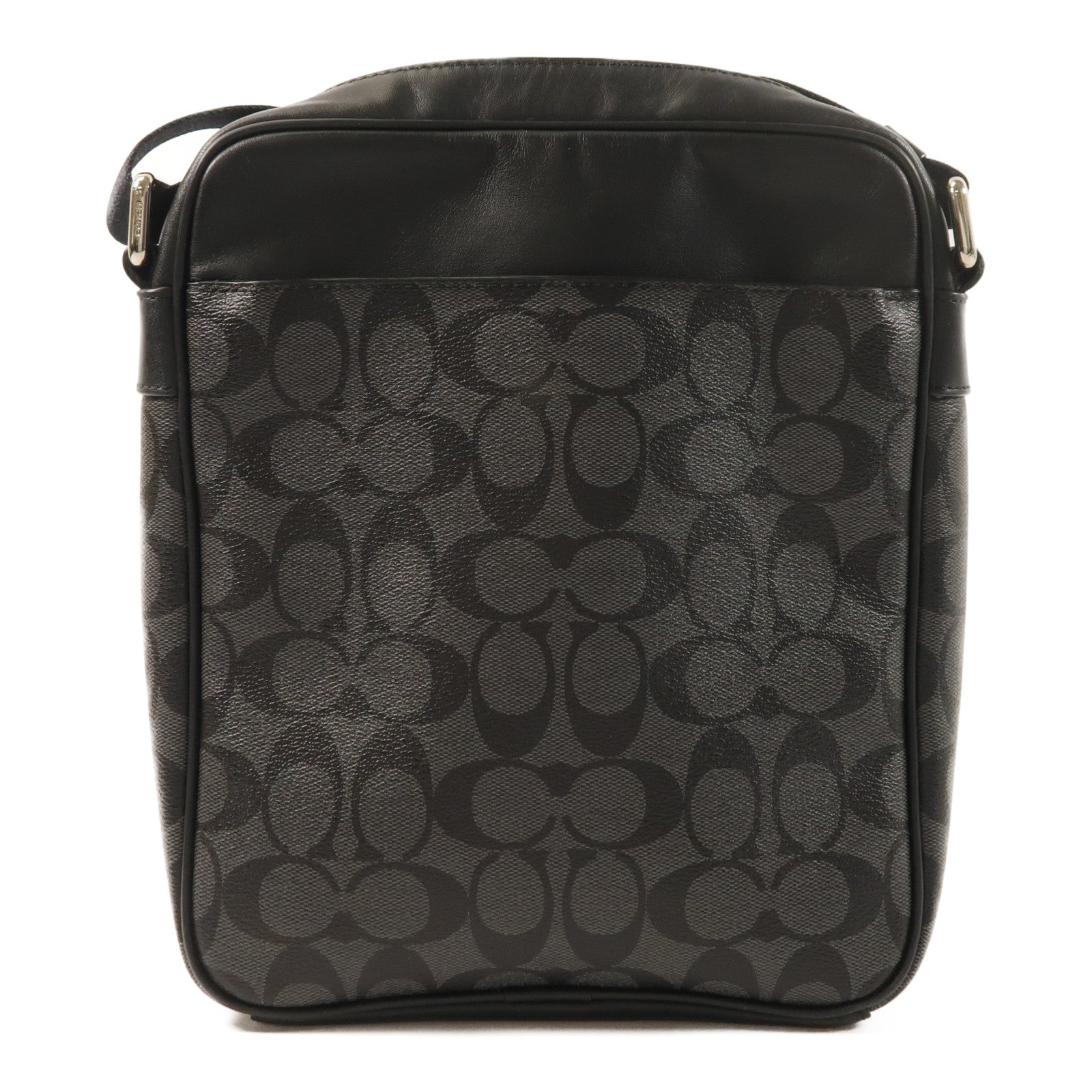 COACH 塗層帆布Charles Fight Bag銀扣肩背袋