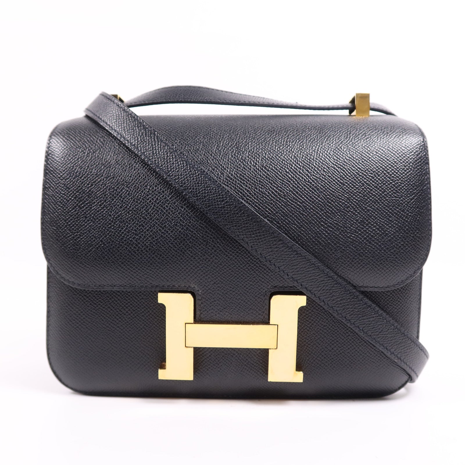 HERMES Epsom皮革Constance 24金扣肩背袋Noir