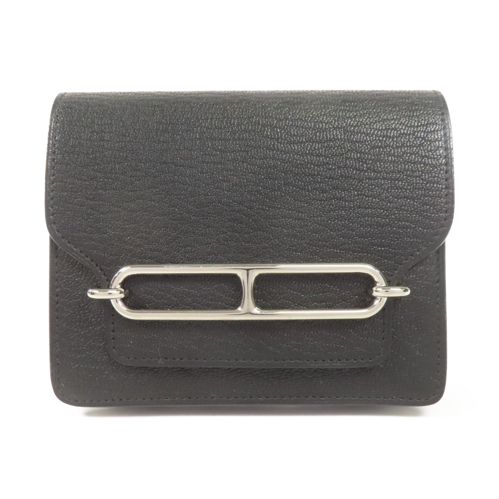 HERMES Chevre皮革Roulis Slim銀扣錢包