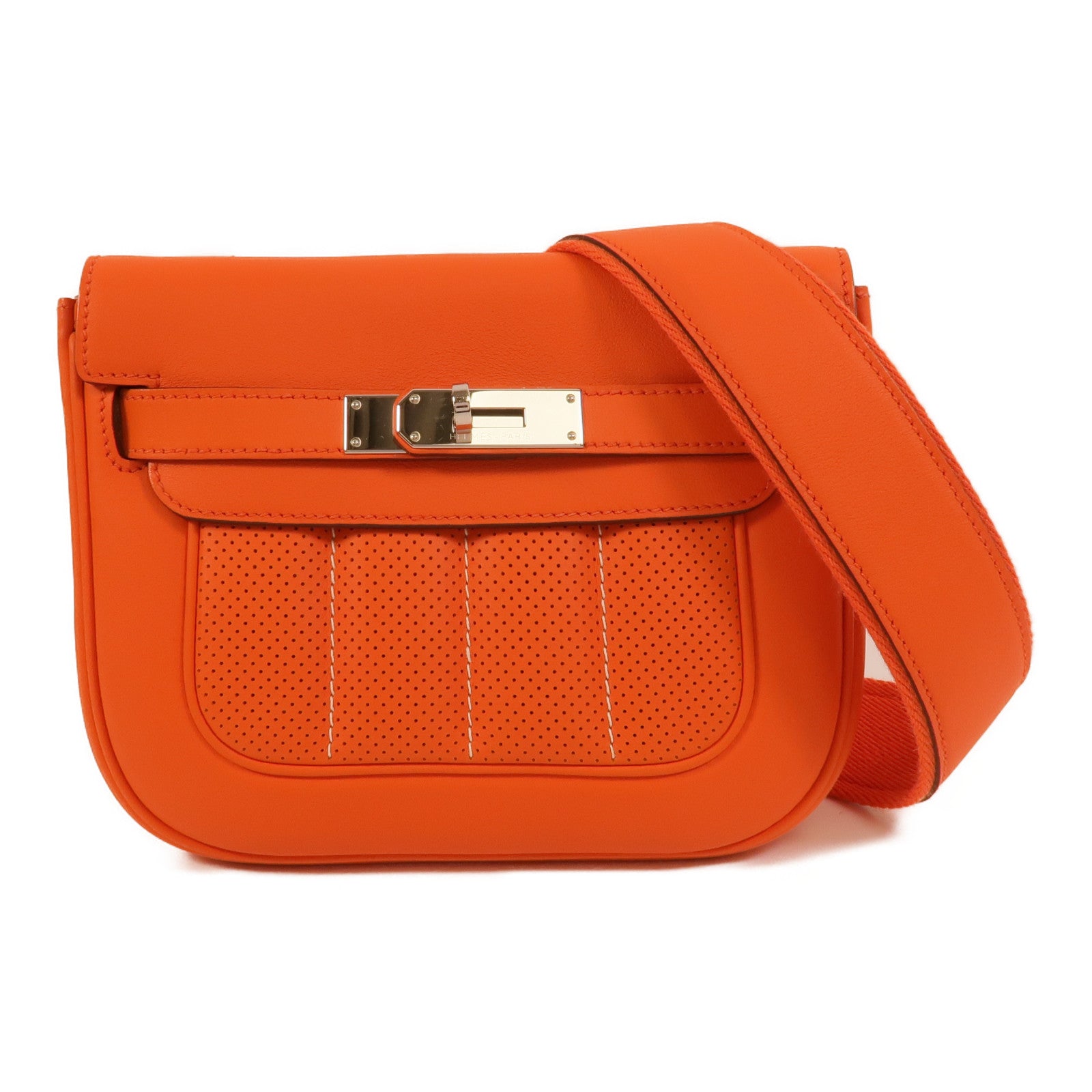 HERMES Swift皮革Berline Mini肩背袋Feu