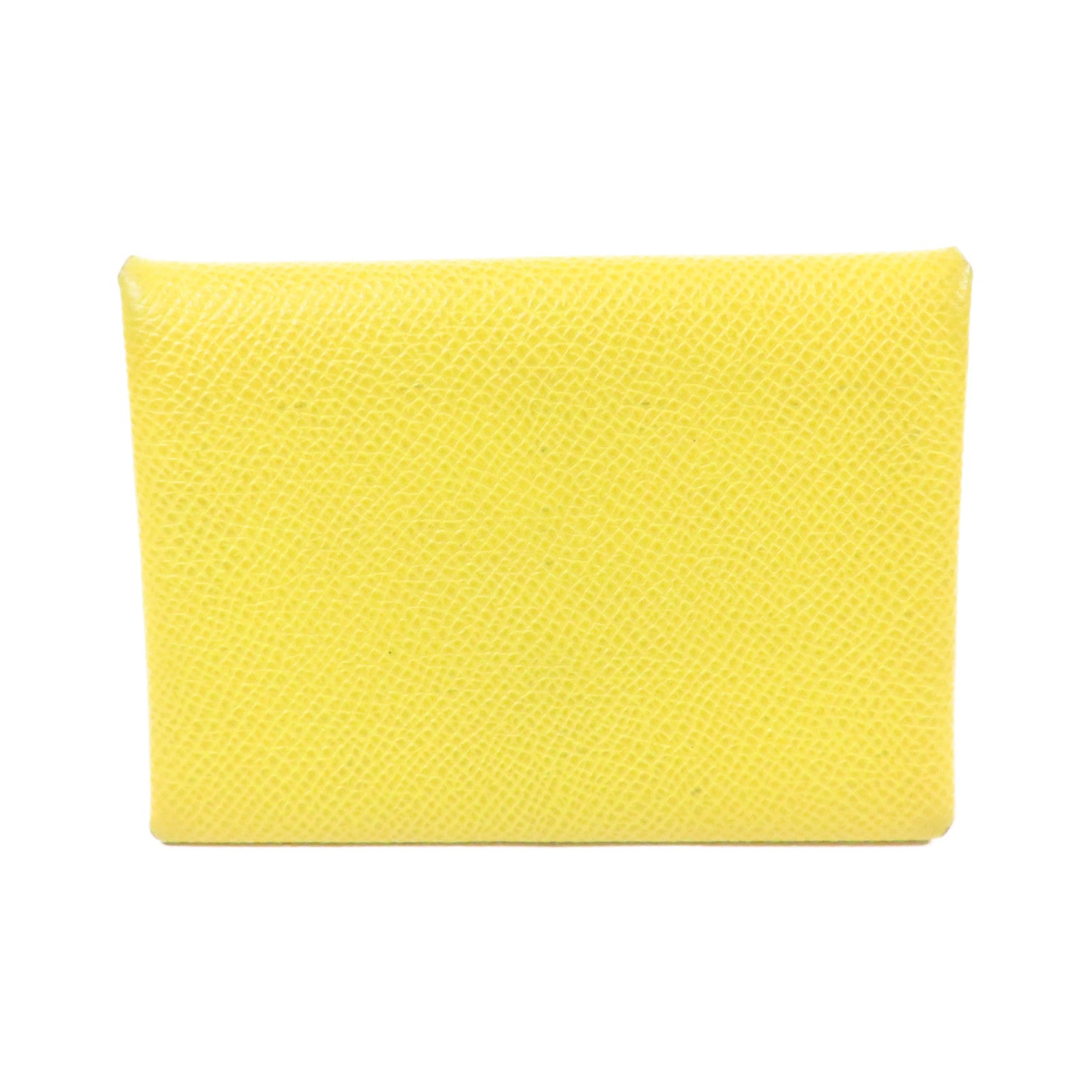 HERMES Epsom皮革Calvi Duo Compact銀扣卡片套Cumin茴香黃