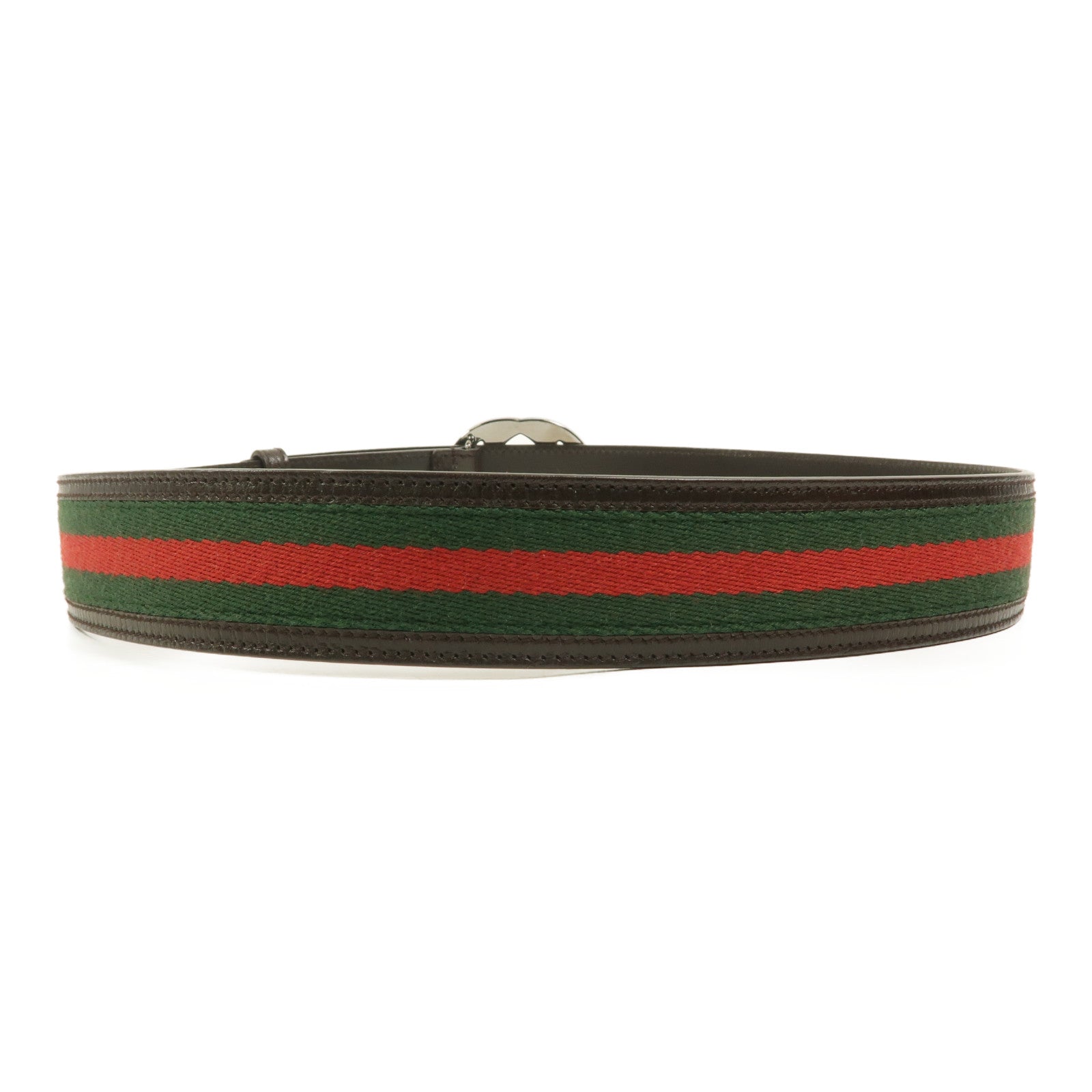 GUCCI 帆布/牛皮皮革Interlocking G Wed Belt 85cm皮帶