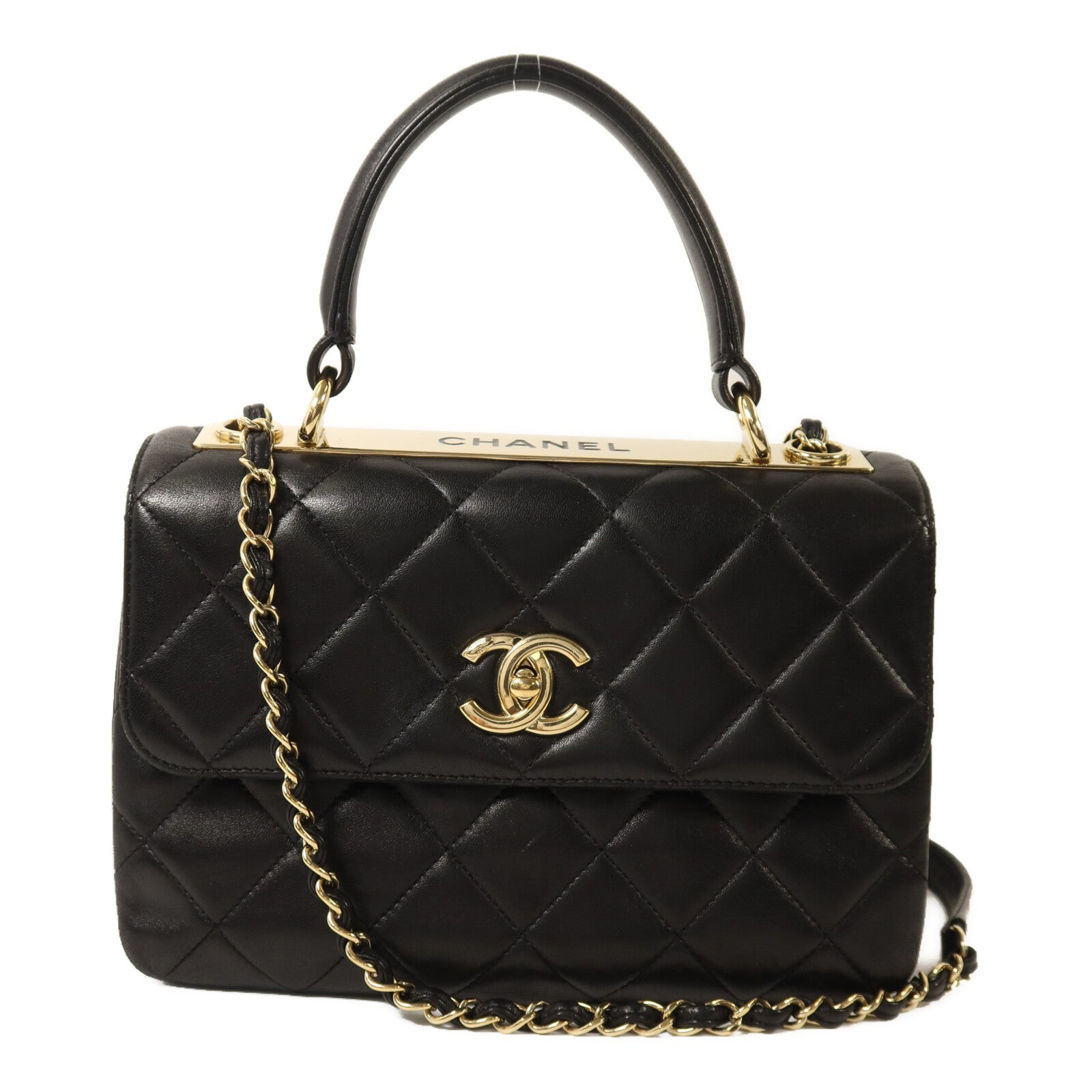 CHANEL 羊皮皮革Trendy CC Top Handle Bag金扣鏈帶手挽肩背兩用袋