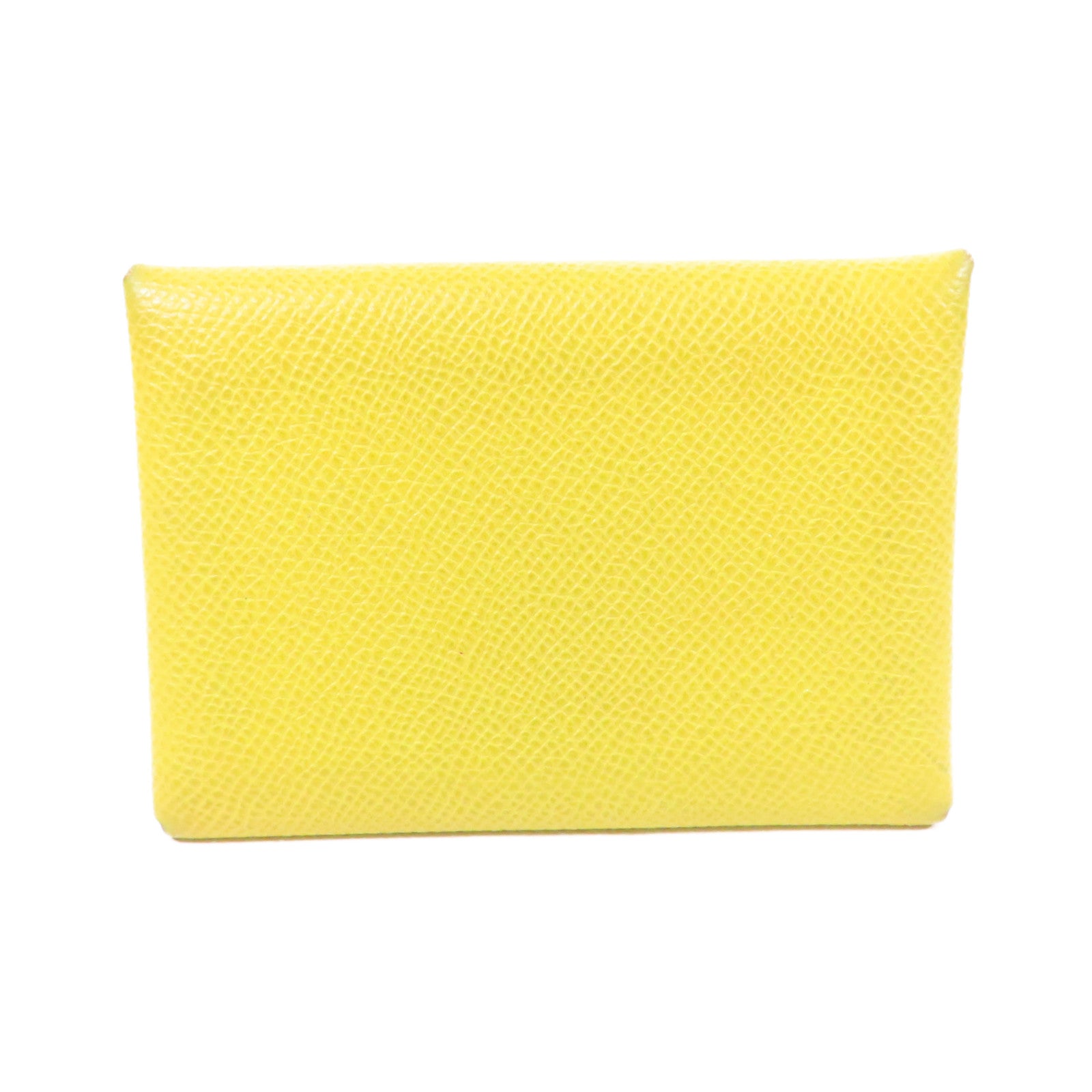 HERMES Epsom皮革Calvi Duo Compact銀扣卡片套Cumin茴香黃
