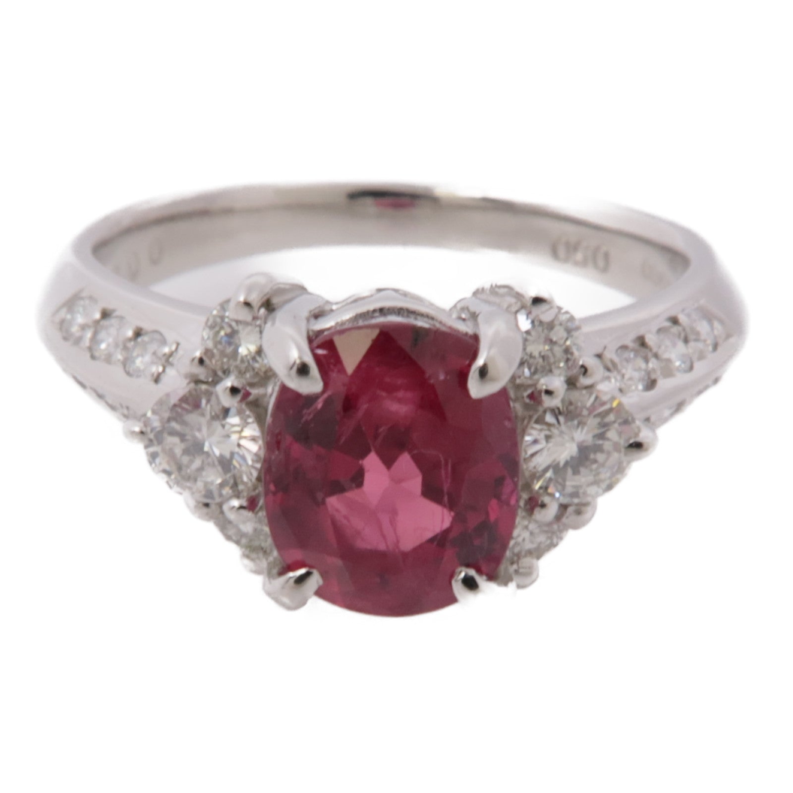 JEWELRY【激減優惠】 PT900鉑金Ruby Diamond Ring紅寶石/鑽石戒指US#7