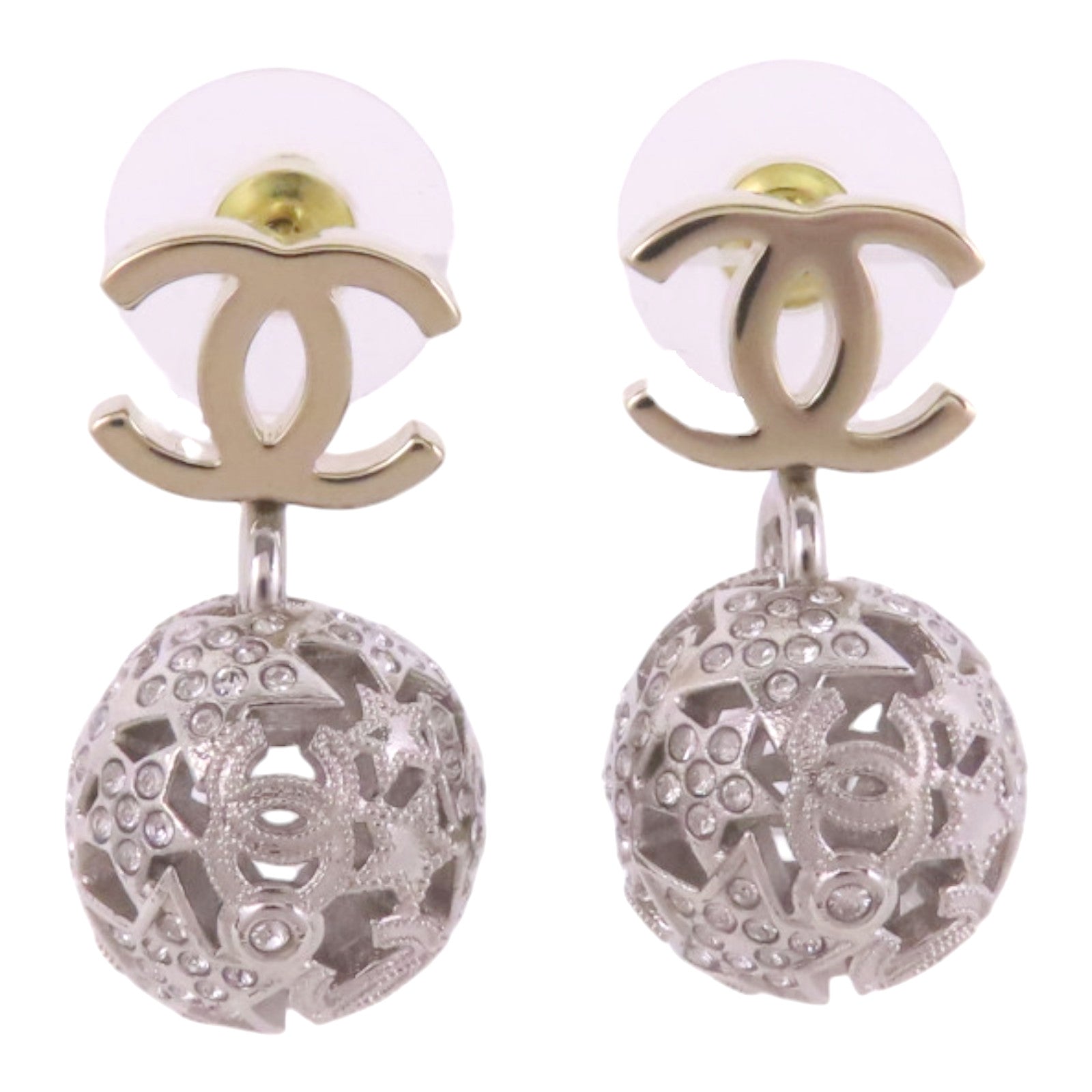 CHANEL 金屬/水鑽Earrings金扣耳環