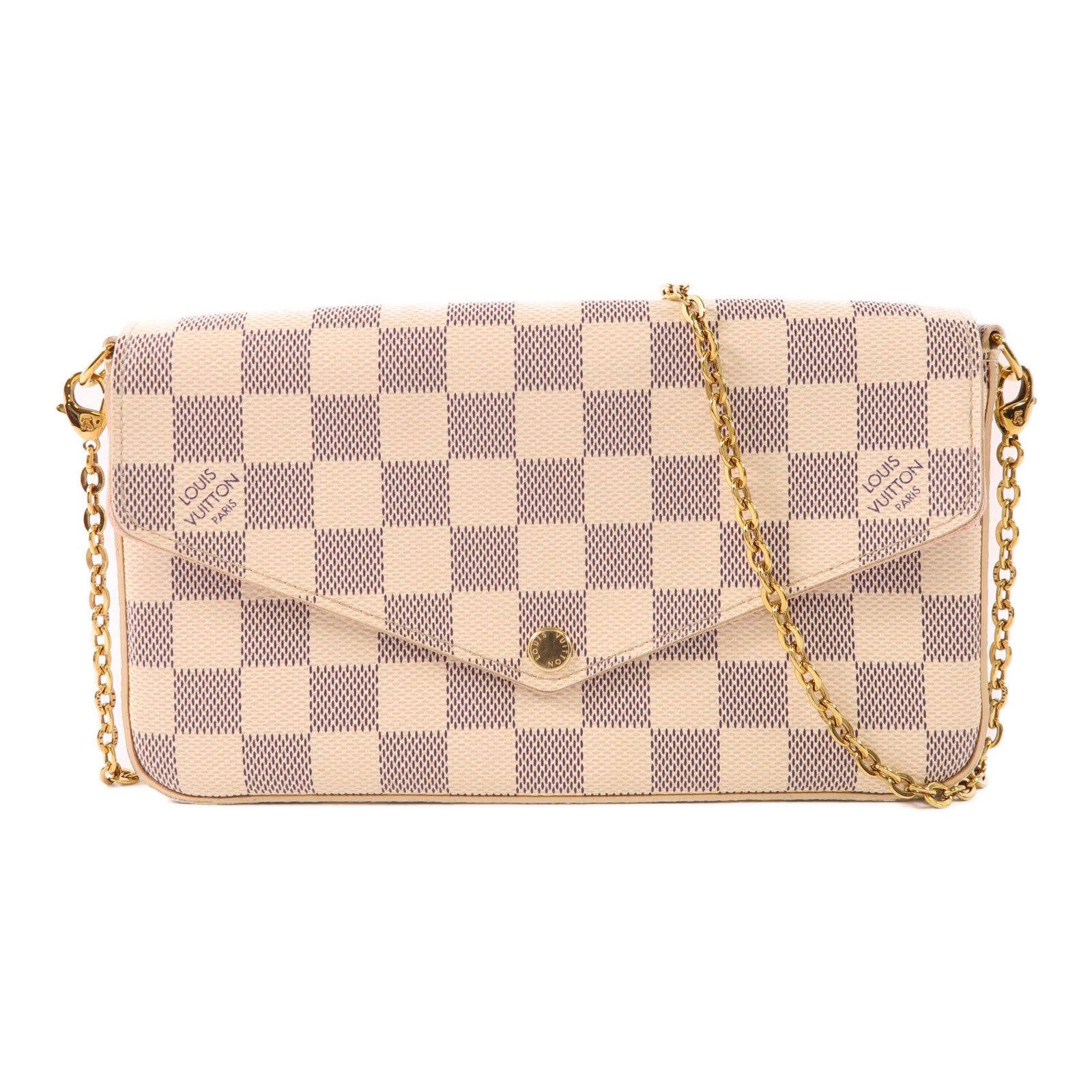 LOUIS VUITTON Damier Azur Pochette Felicie金扣肩背袋