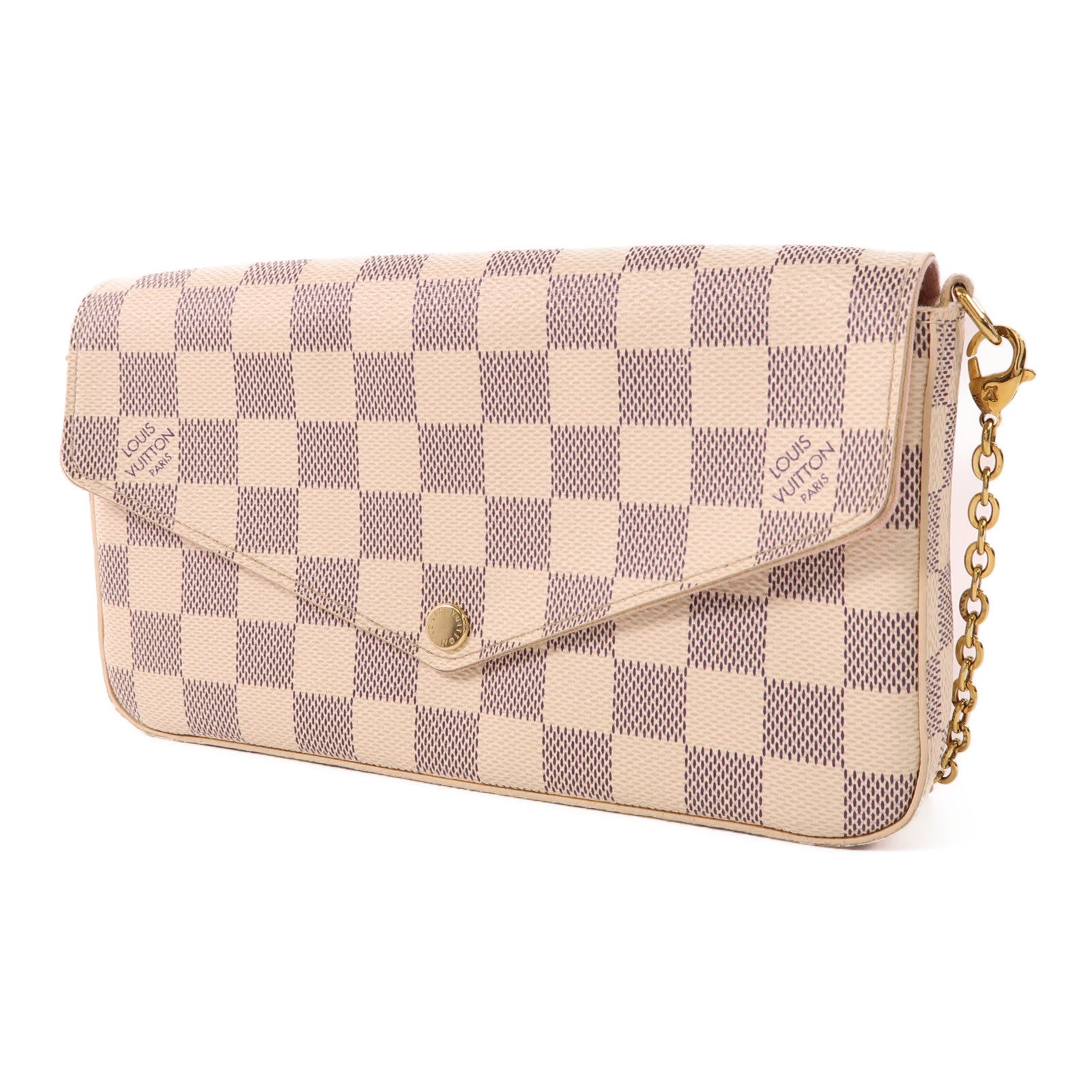 LOUIS VUITTON Damier Azur Pochette Felicie金扣肩背袋