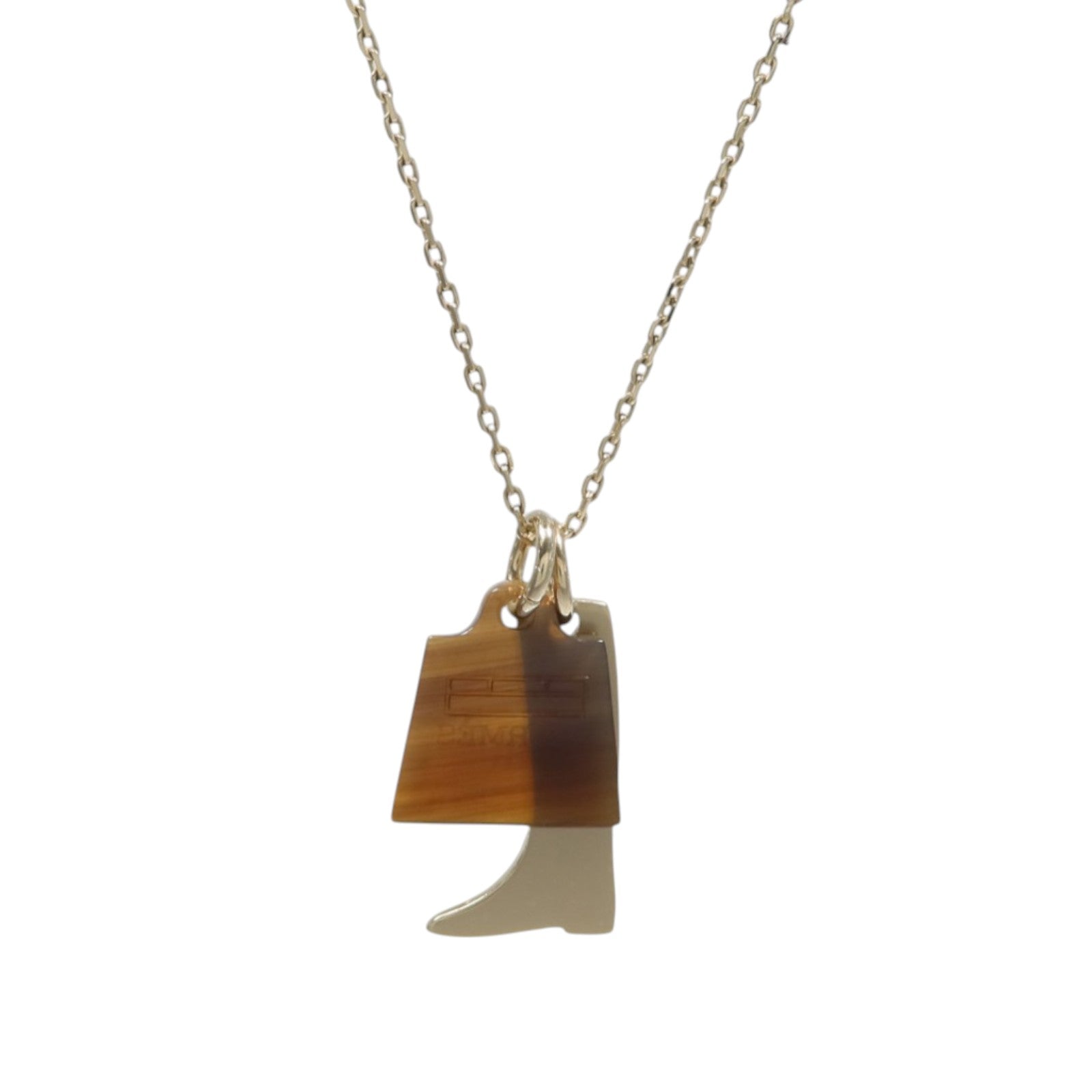 HERMES 水牛角/金屬Amulette Maroquinier Pendant項鍊