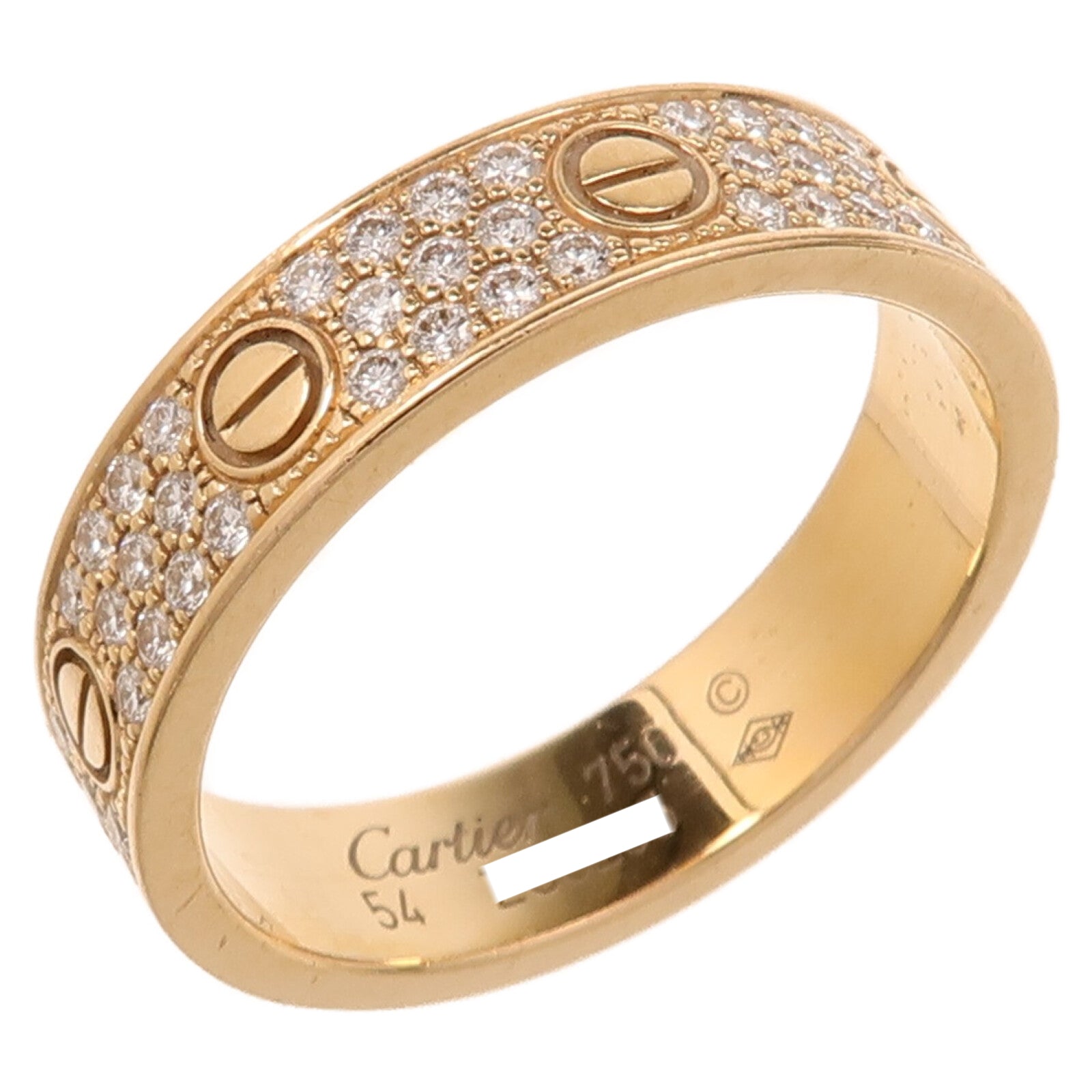 CARTIER 18K玫瑰金Love Ring Full Diamond鑽石戒指Cartier#54/US#6.75