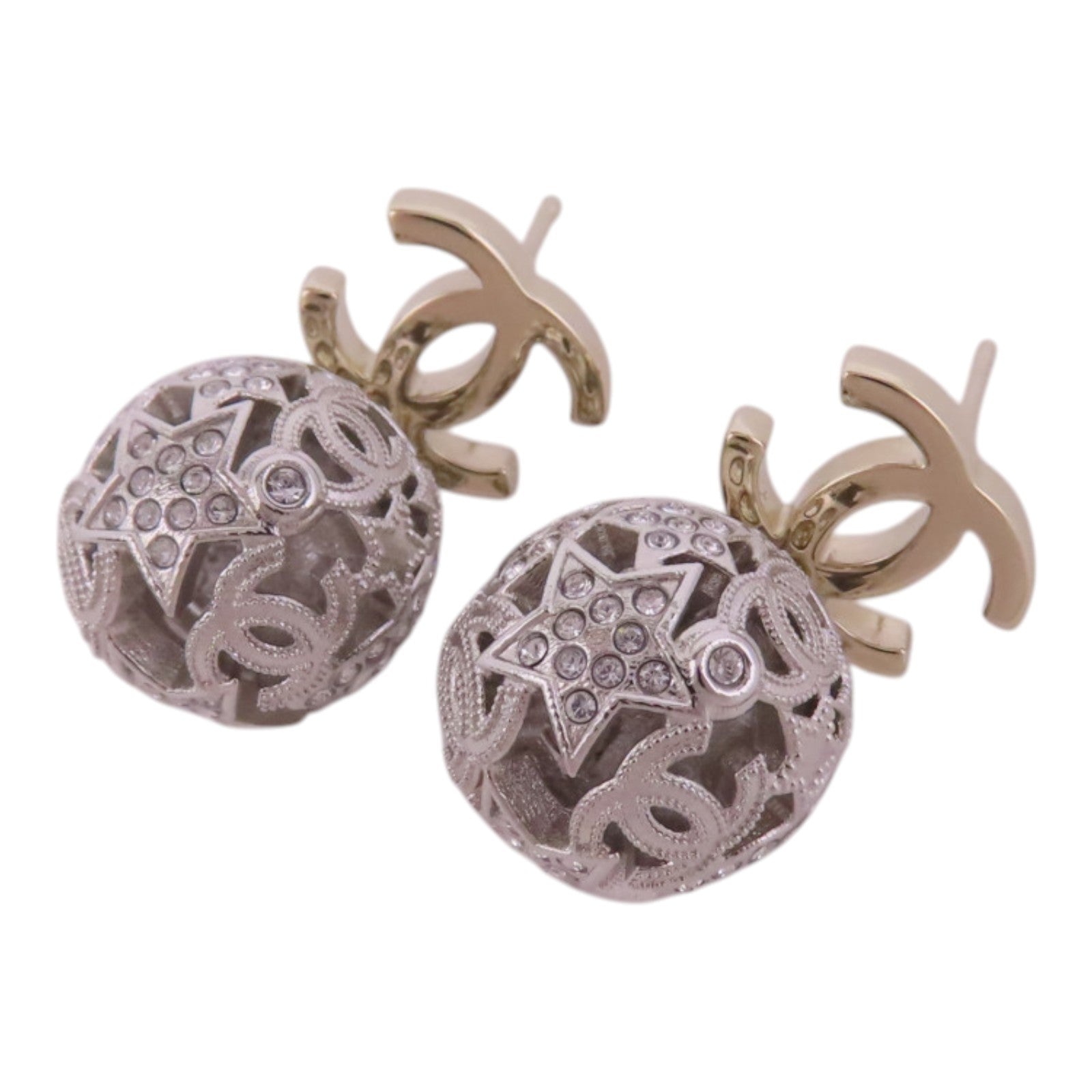 CHANEL 金屬/水鑽Earrings金扣耳環