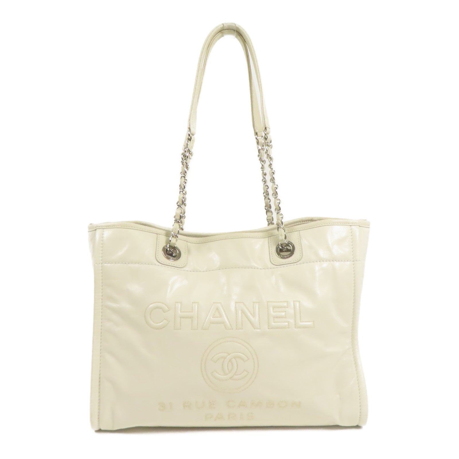 CHANEL 牛皮皮革Shoulder Bag銀扣肩背袋