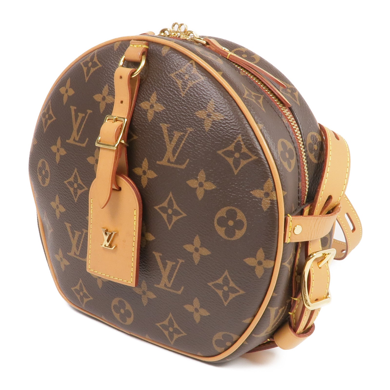 LOUIS VUITTON Monogram Boite Chapeau Souple金扣肩背袋棕色