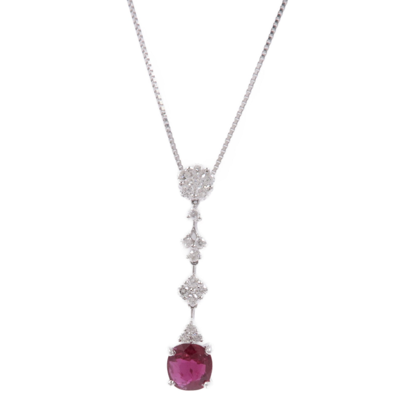 JEWELRY Ruby Diamond Necklace 18K White Gold