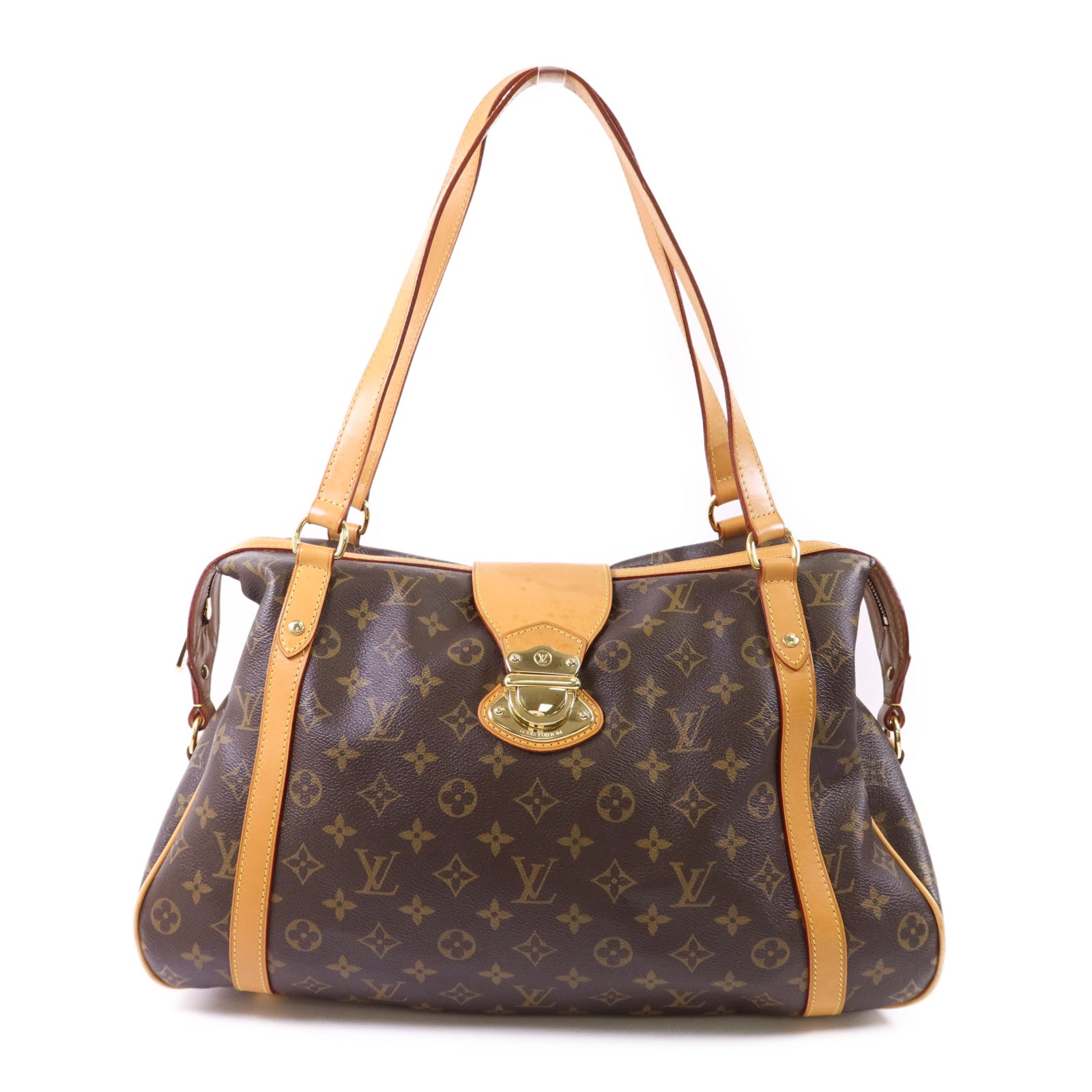 LOUIS VUITTON Monogram Stresa PM金扣肩背袋棕色