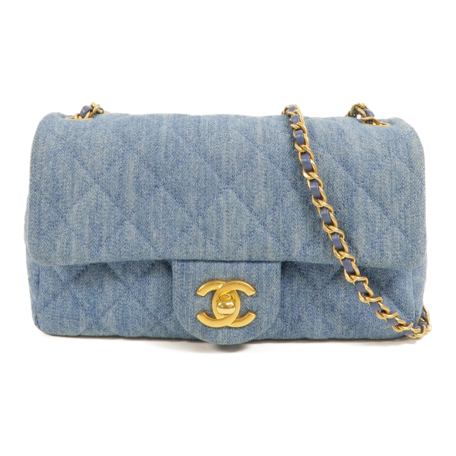 CHANEL Denim Mini Classic 20 Gold Ball肩背袋