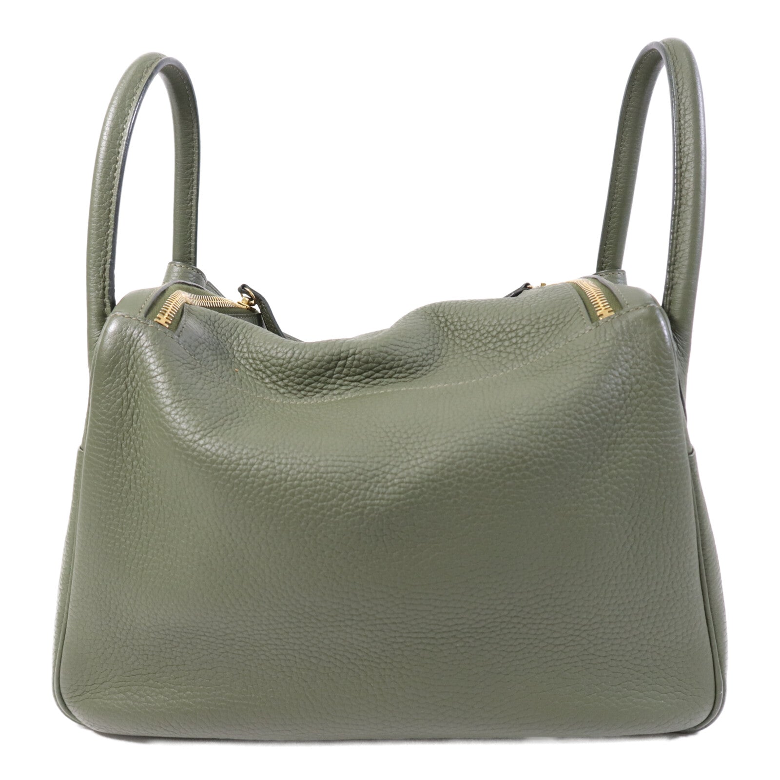 HERMES Clemence皮革Lindy 30金扣手挽肩背兩用袋Vert Veronese