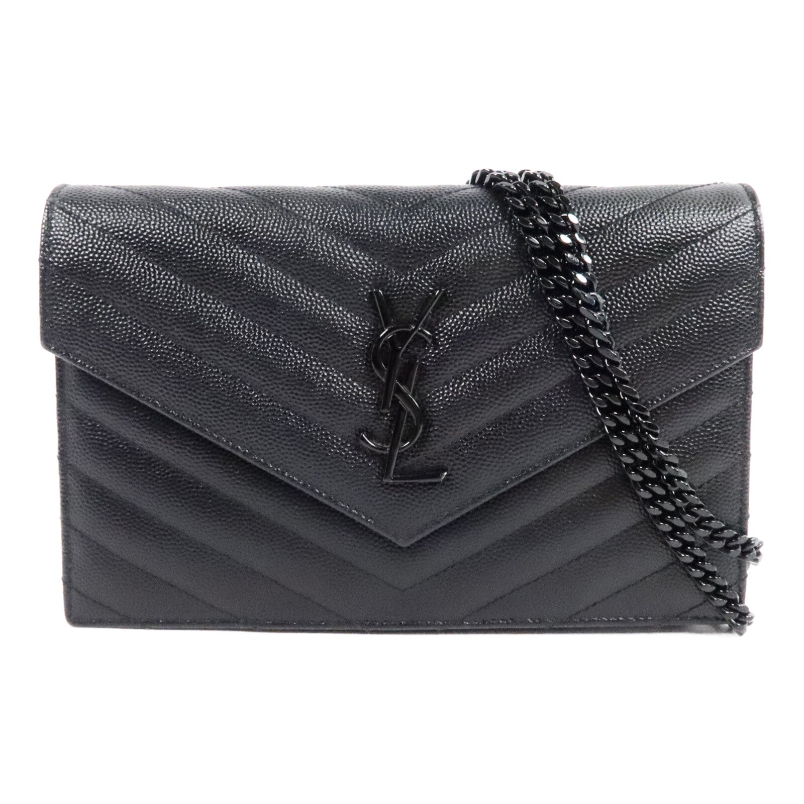 SAINT LAURENT 牛皮皮革Cassandre Envelope Chain Wallet鏈帶肩背袋