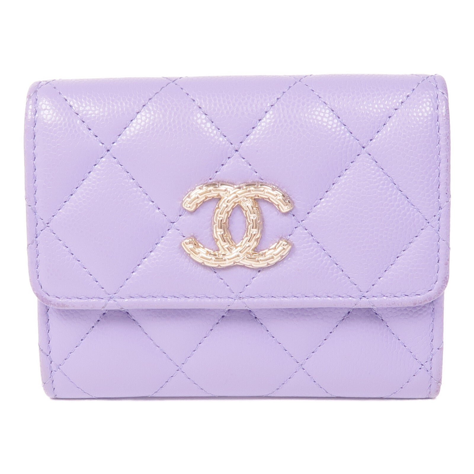 CHANEL 牛皮皮革Wallet金扣錢包