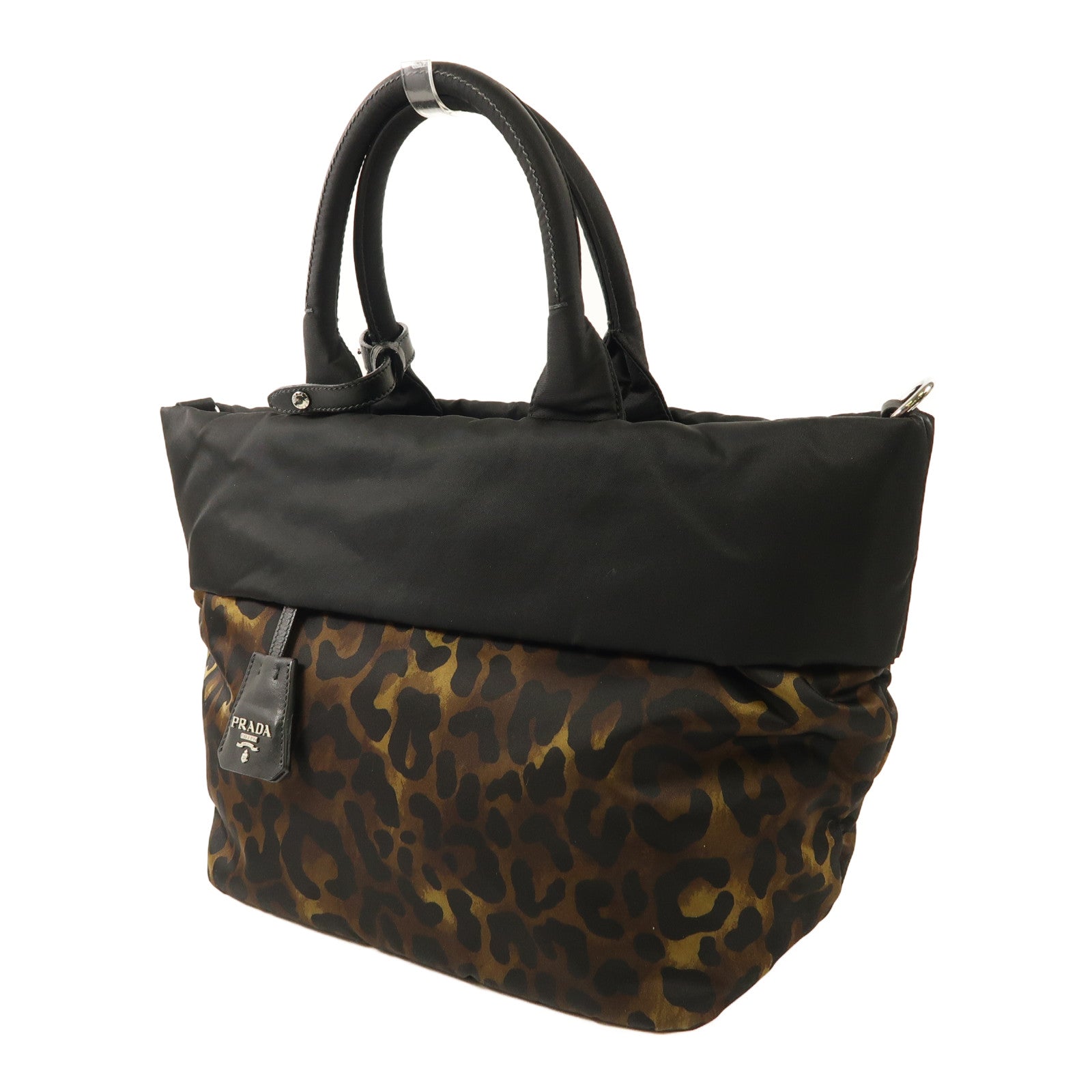 PRADA SHW 2 Way Shoulder Bag Nylon/Canvas Black Brown