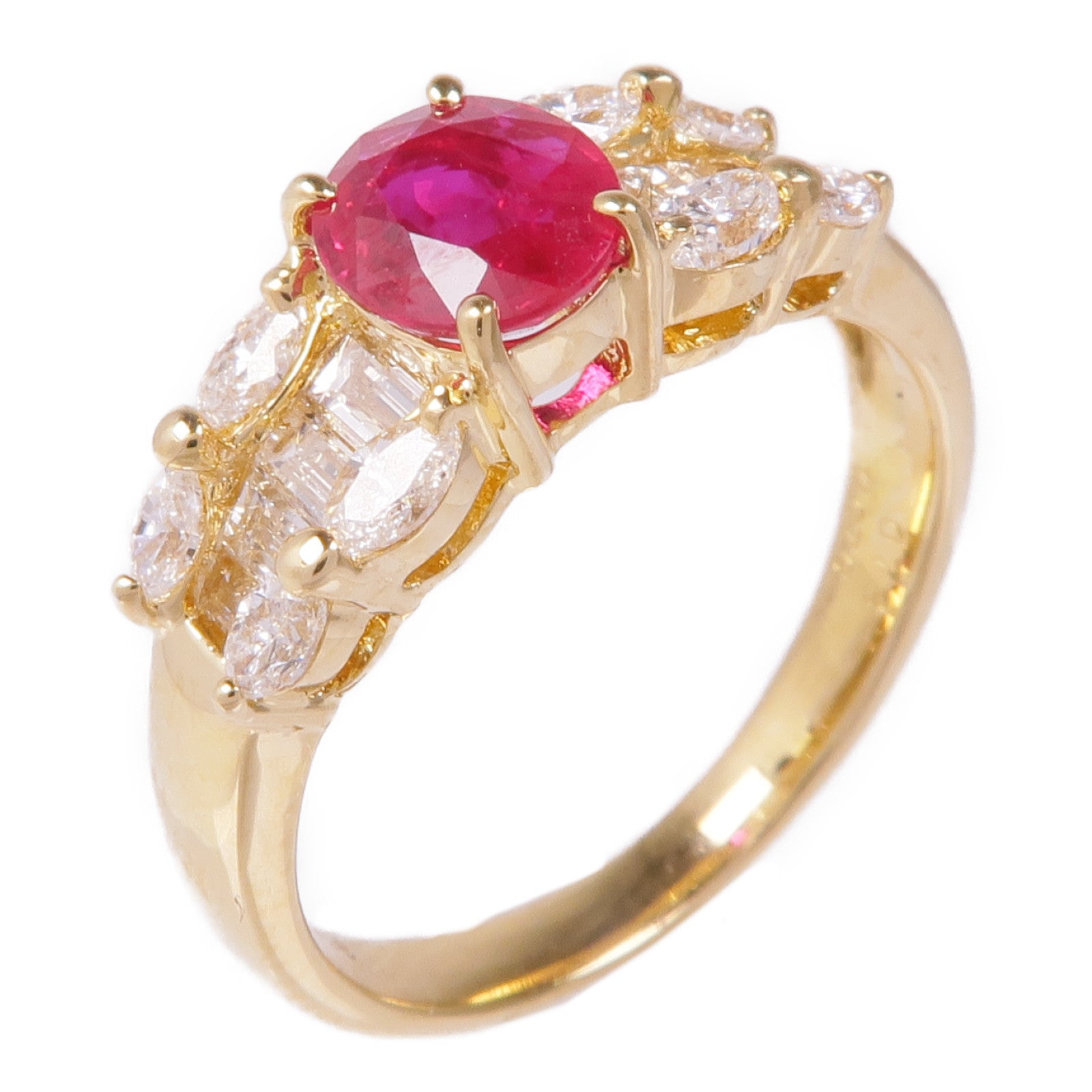 JEWELRY 18K黃金Ruby Diamond Ring紅寶石/鑽石戒指US#6