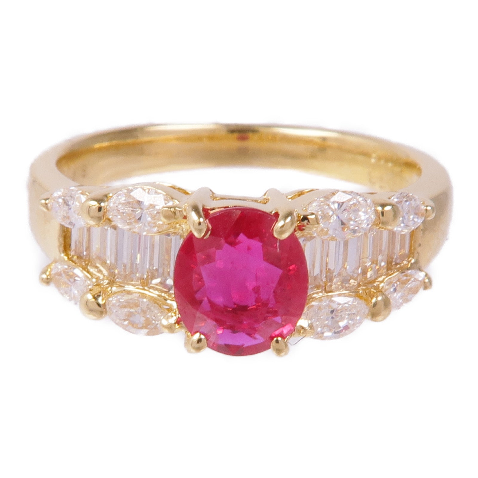 JEWELRY 18K黃金Ruby Diamond Ring紅寶石/鑽石戒指US#6