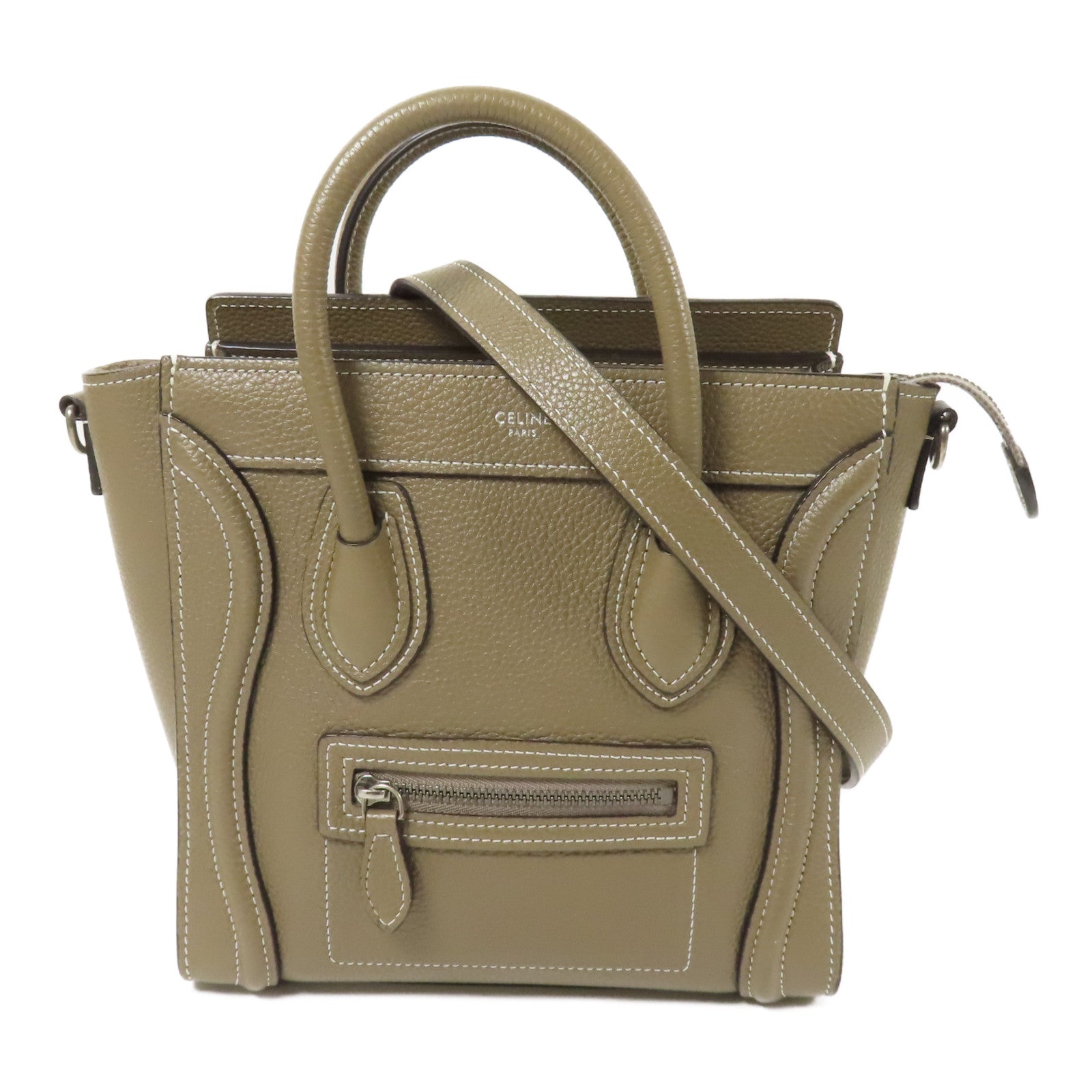 CELINE 牛皮皮革Nano Luggage銀扣手挽肩背兩用袋