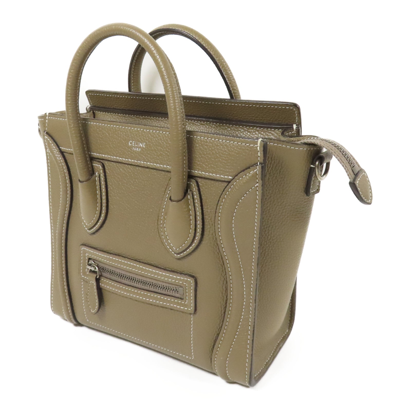 CELINE 牛皮皮革Nano Luggage銀扣手挽肩背兩用袋