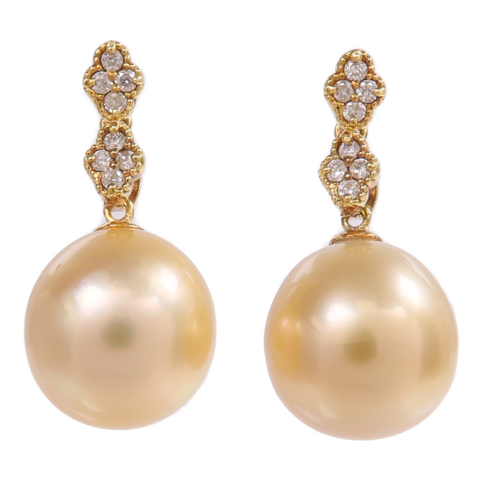JEWELRY 【激減優惠】18K黃金Pearl Diamond Earrings珍珠/鑽石耳環