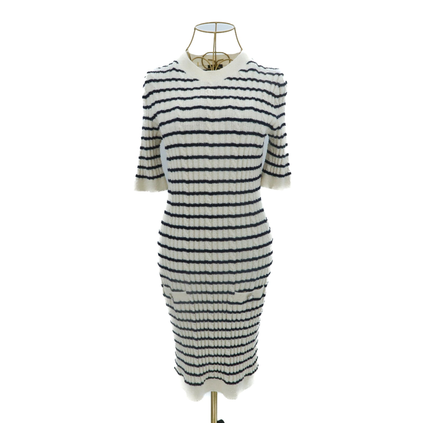 CHANEL Wool/Acrylic/Polyamide Striped Knit Sweater Dress連身裙