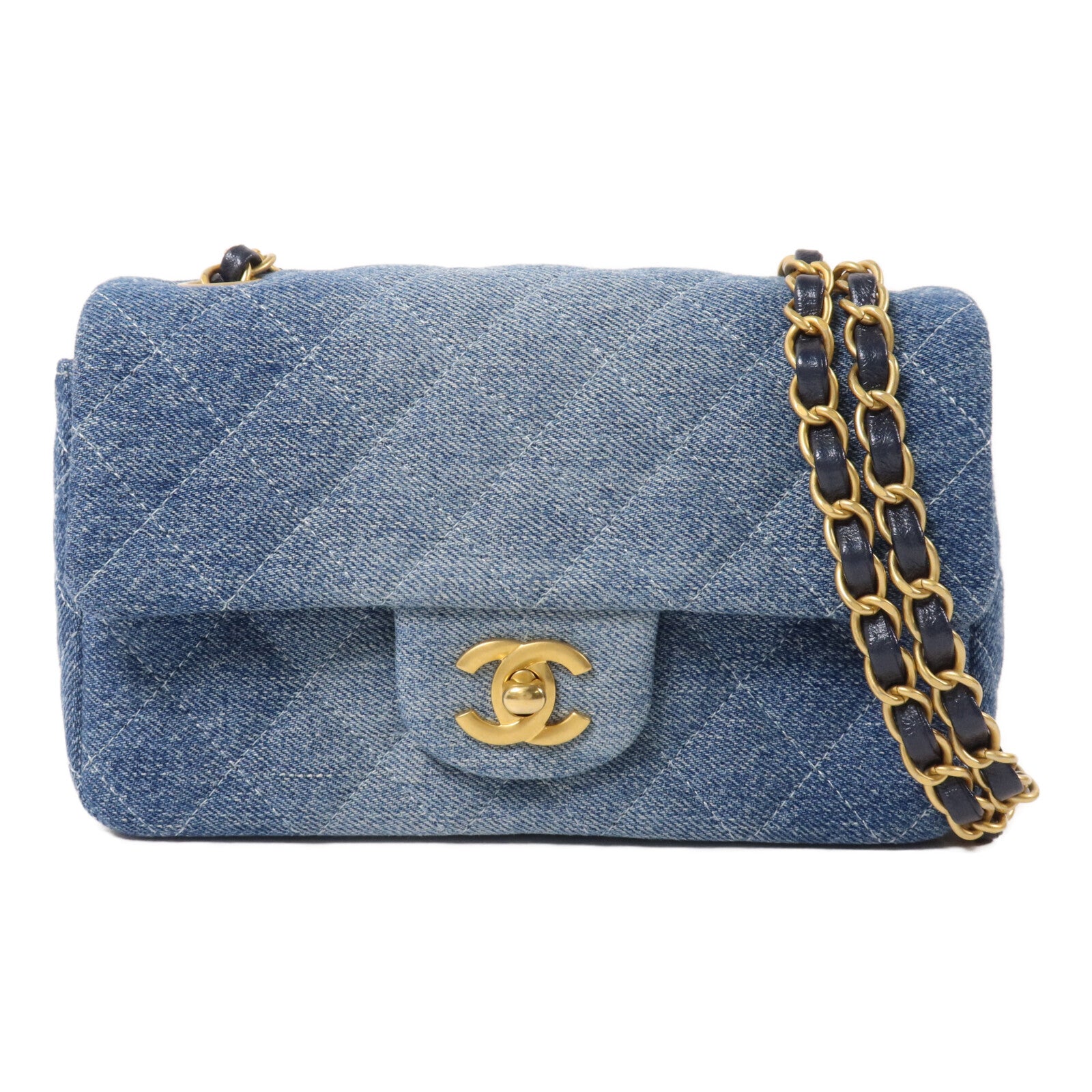 CHANEL 牛仔布Mini Classic 20鏈帶肩背袋