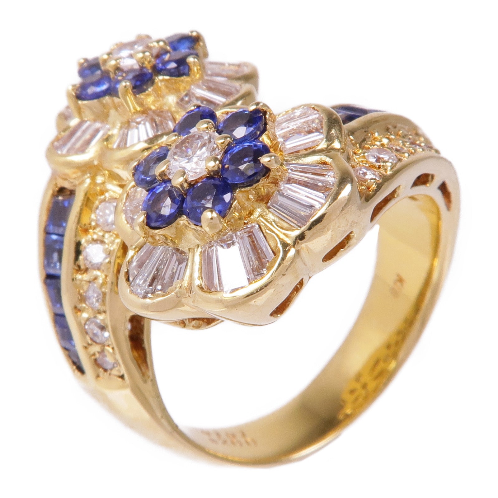 JEWELRY 18K黃金Sapphire Diamond Ring藍寶石/鑽石US#7