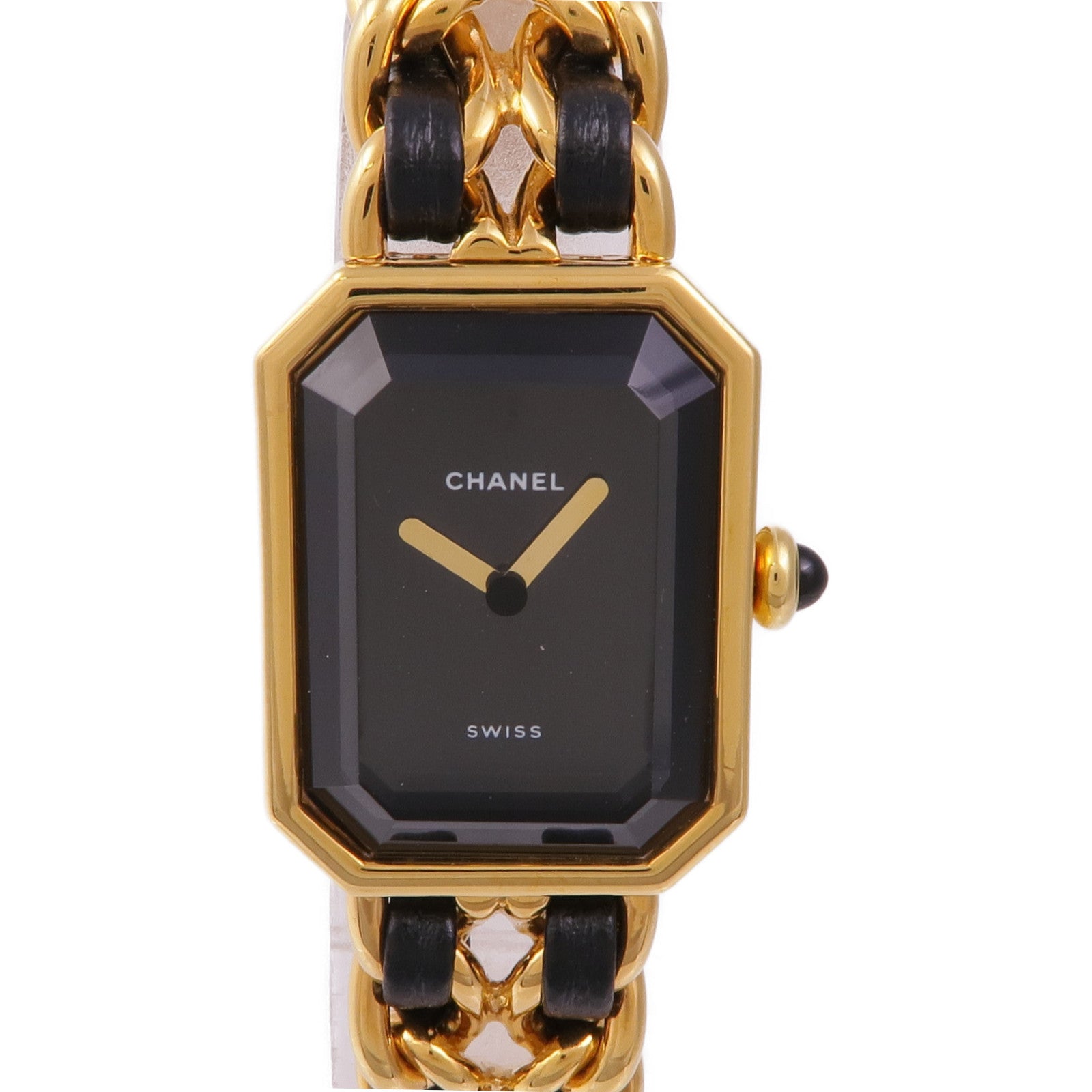 CHANEL CC Premiere S H0001 Quartz Watch Gold Plated Black