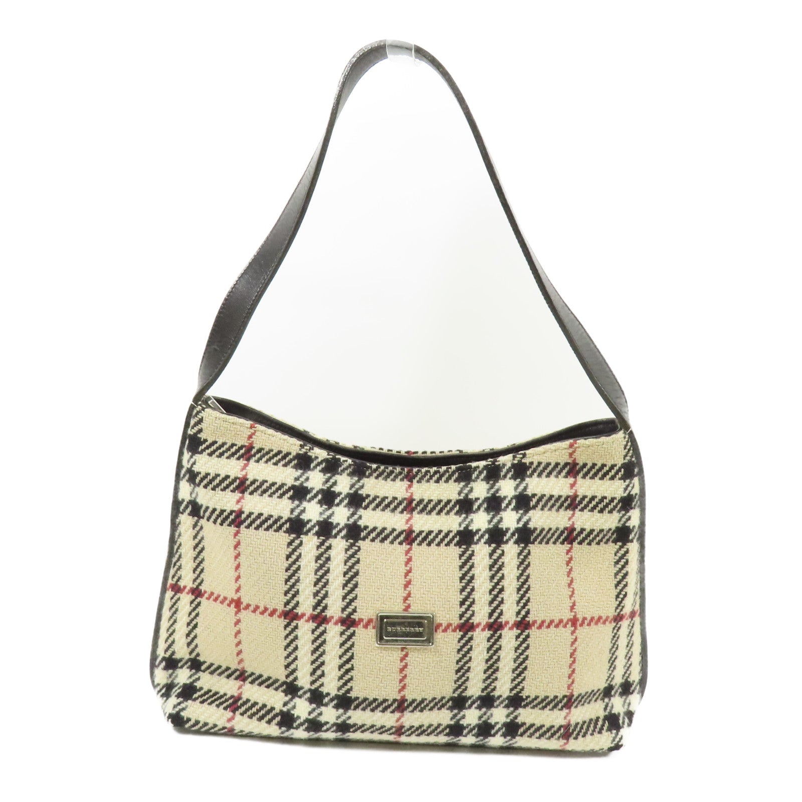 BURBERRY 羊絨Shoulder Bag銀扣肩背袋