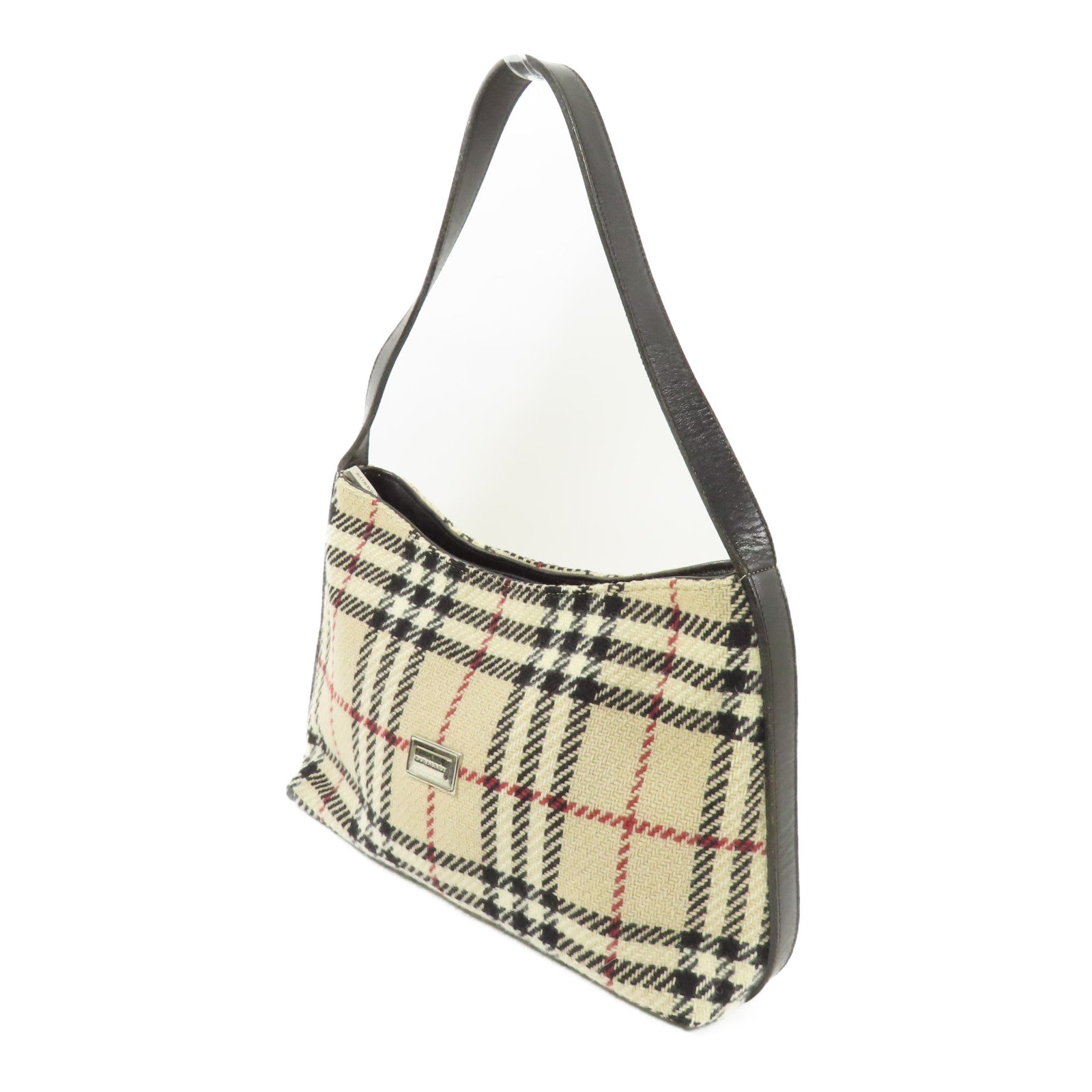 BURBERRY 羊絨Shoulder Bag銀扣肩背袋