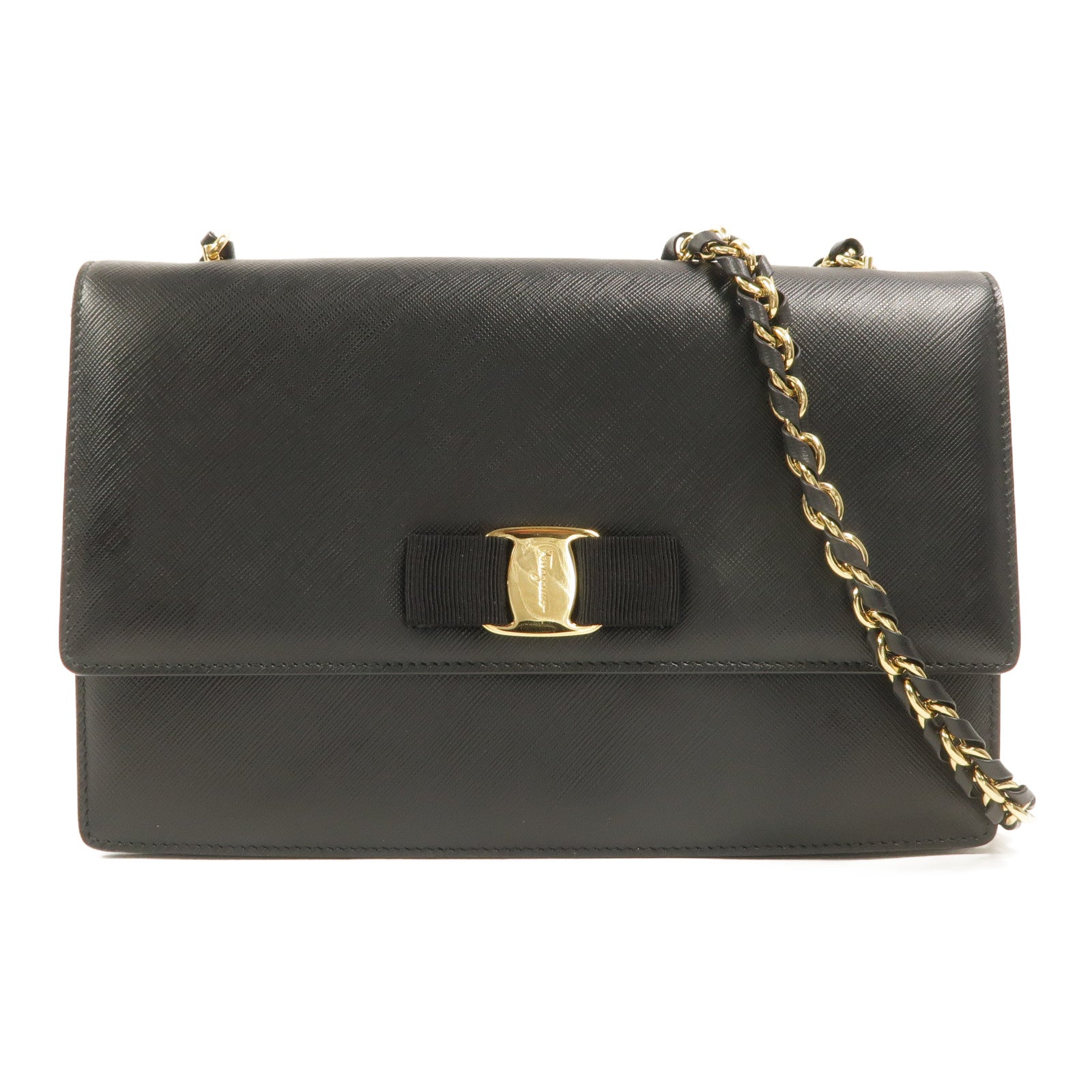 Salvatore Ferragamo 牛皮皮革Chain Shoulder鏈帶肩背袋
