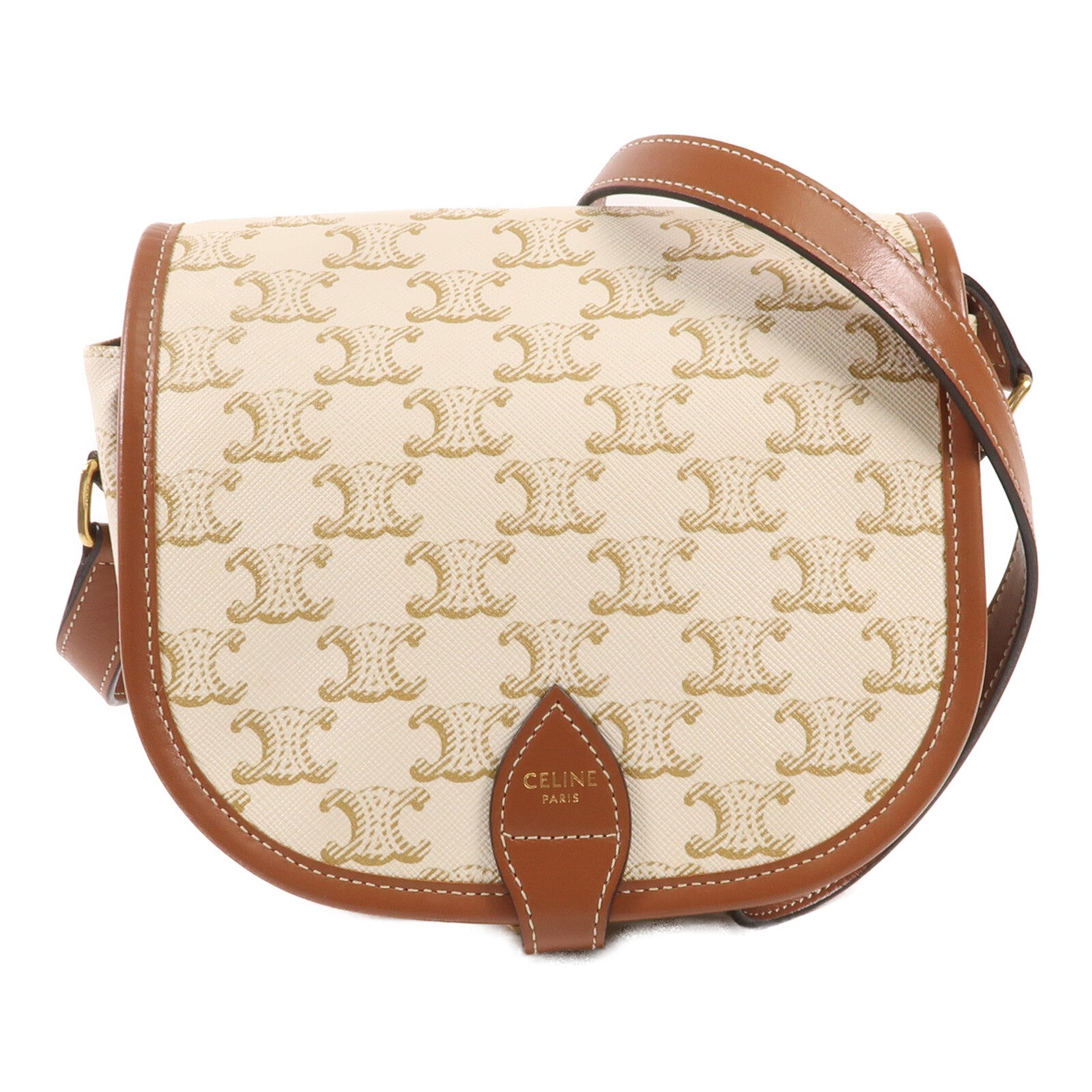 CELINE 塗層帆布Folco金扣肩背袋