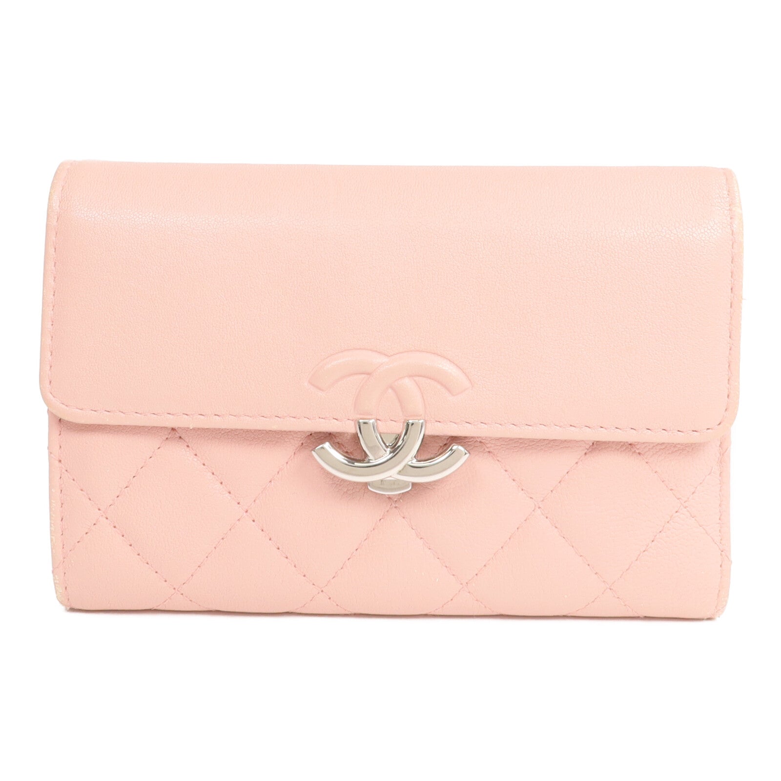 CHANEL 牛皮皮革Wallet銀扣錢包