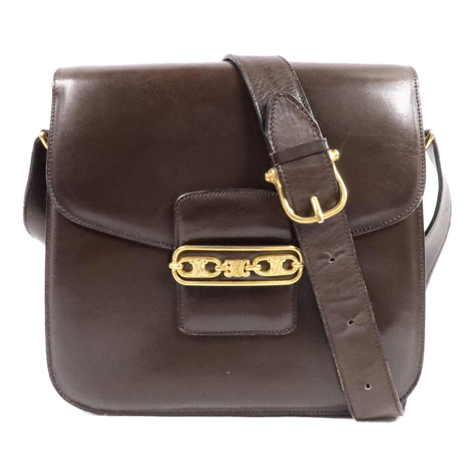 CELINE 牛皮皮革Vintage Shoulder Bag肩背袋