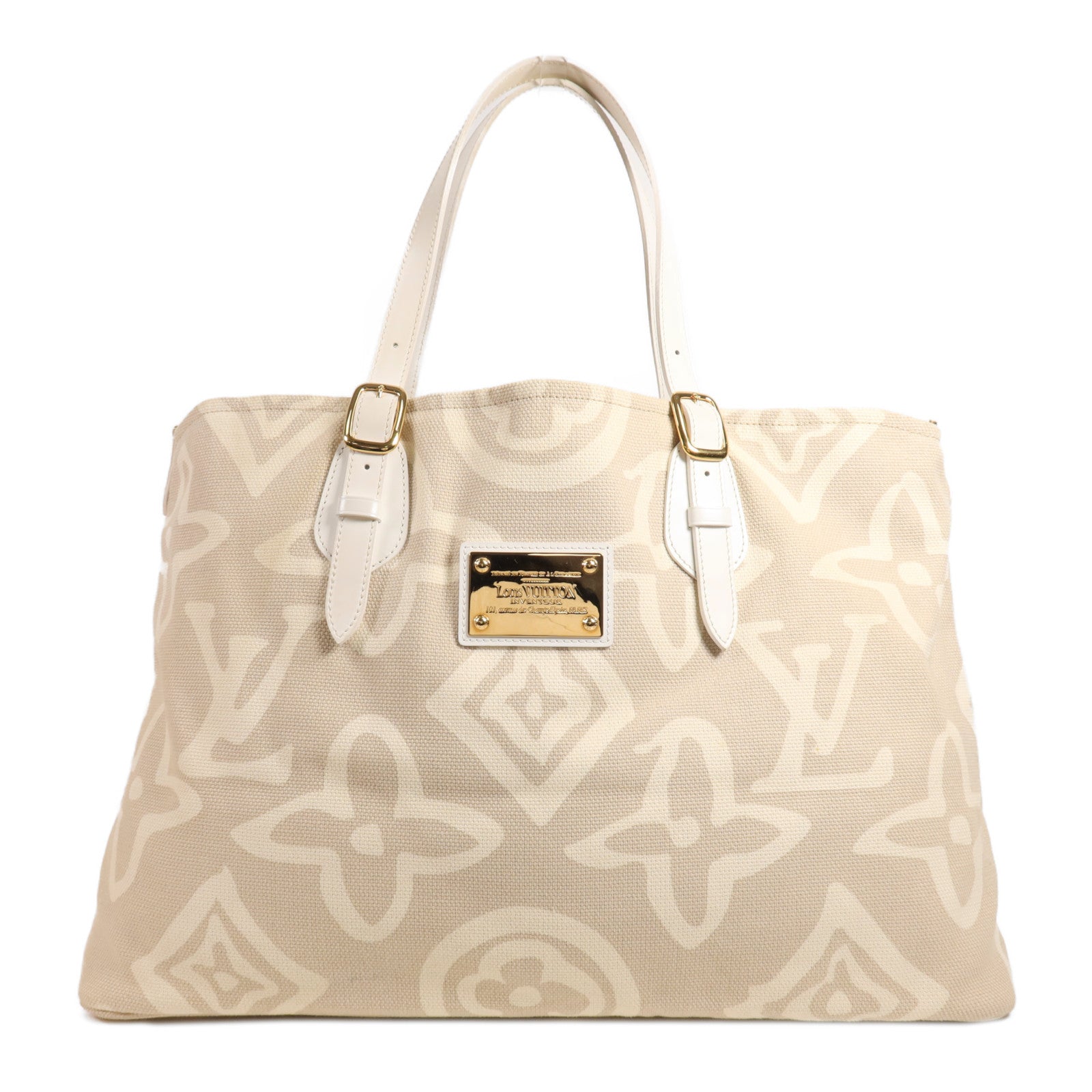 LOUIS VUITTON 帆布Tahitienne GM金扣肩背袋