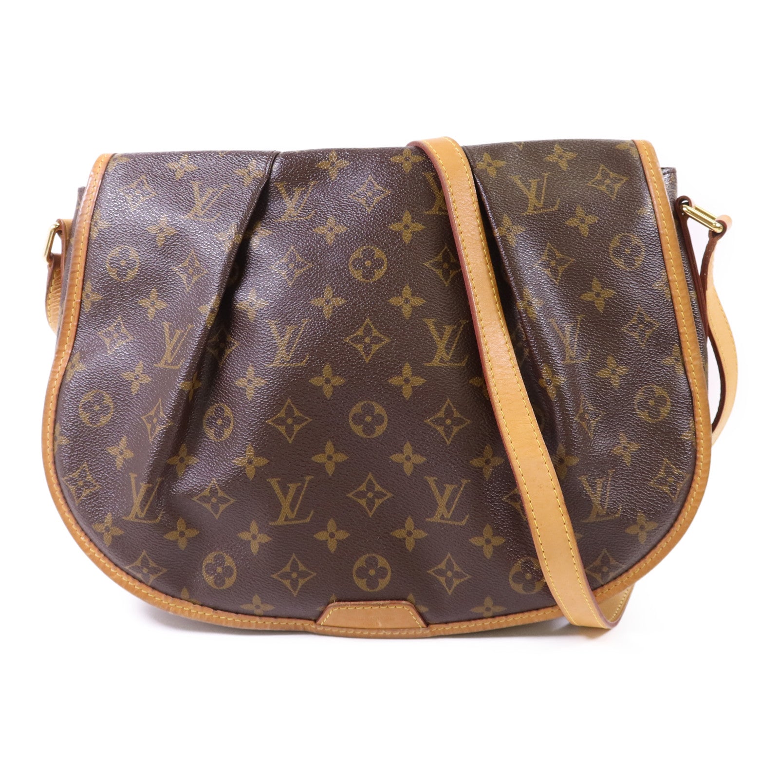LOUIS VUITTON Monogram Menilmontant MM金扣肩背袋棕色